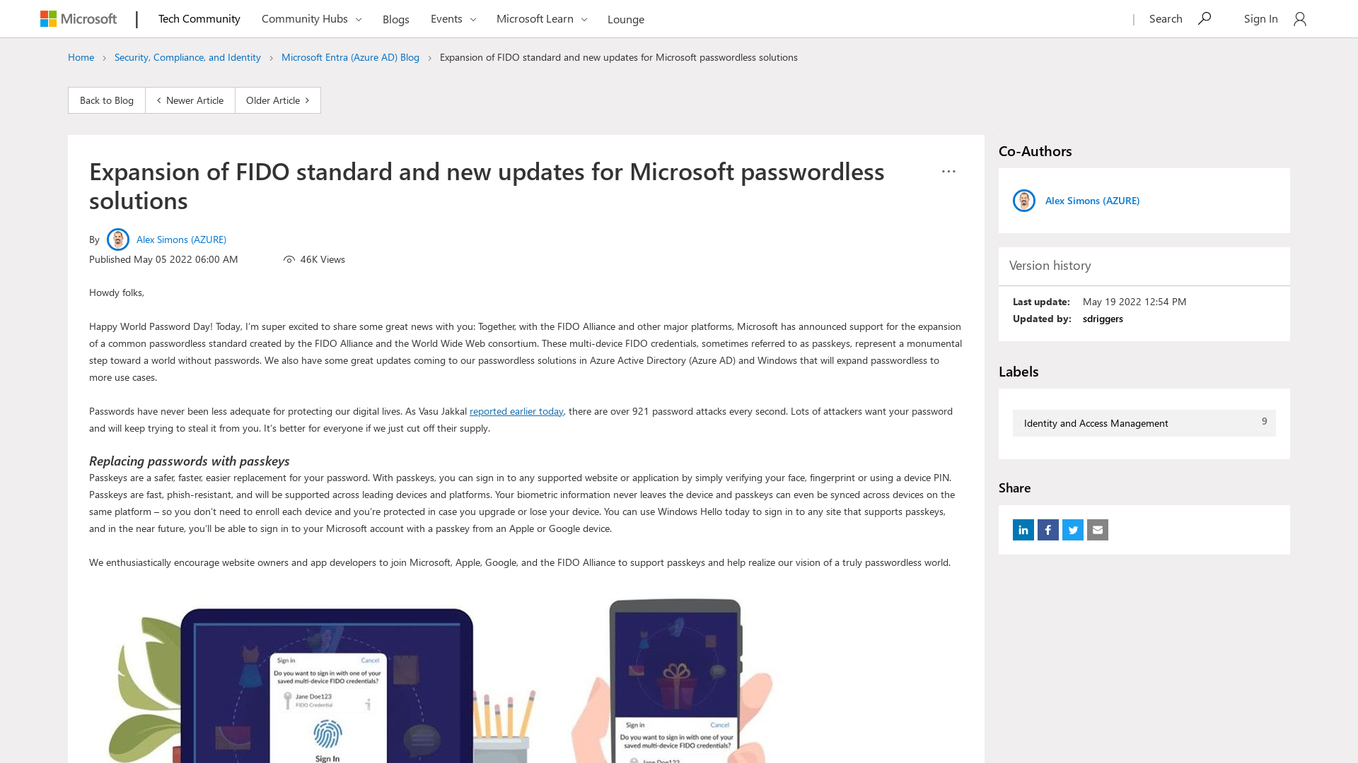 Expansion of FIDO standard and new updates for Microsoft passwordless solutions - Microsoft Tech Community