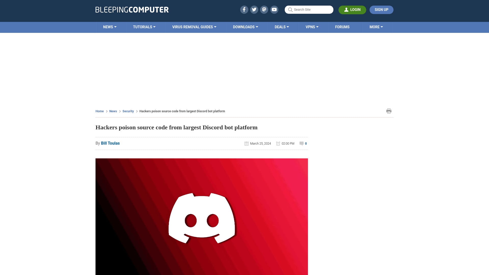 Hackers poison source code from largest Discord bot platform