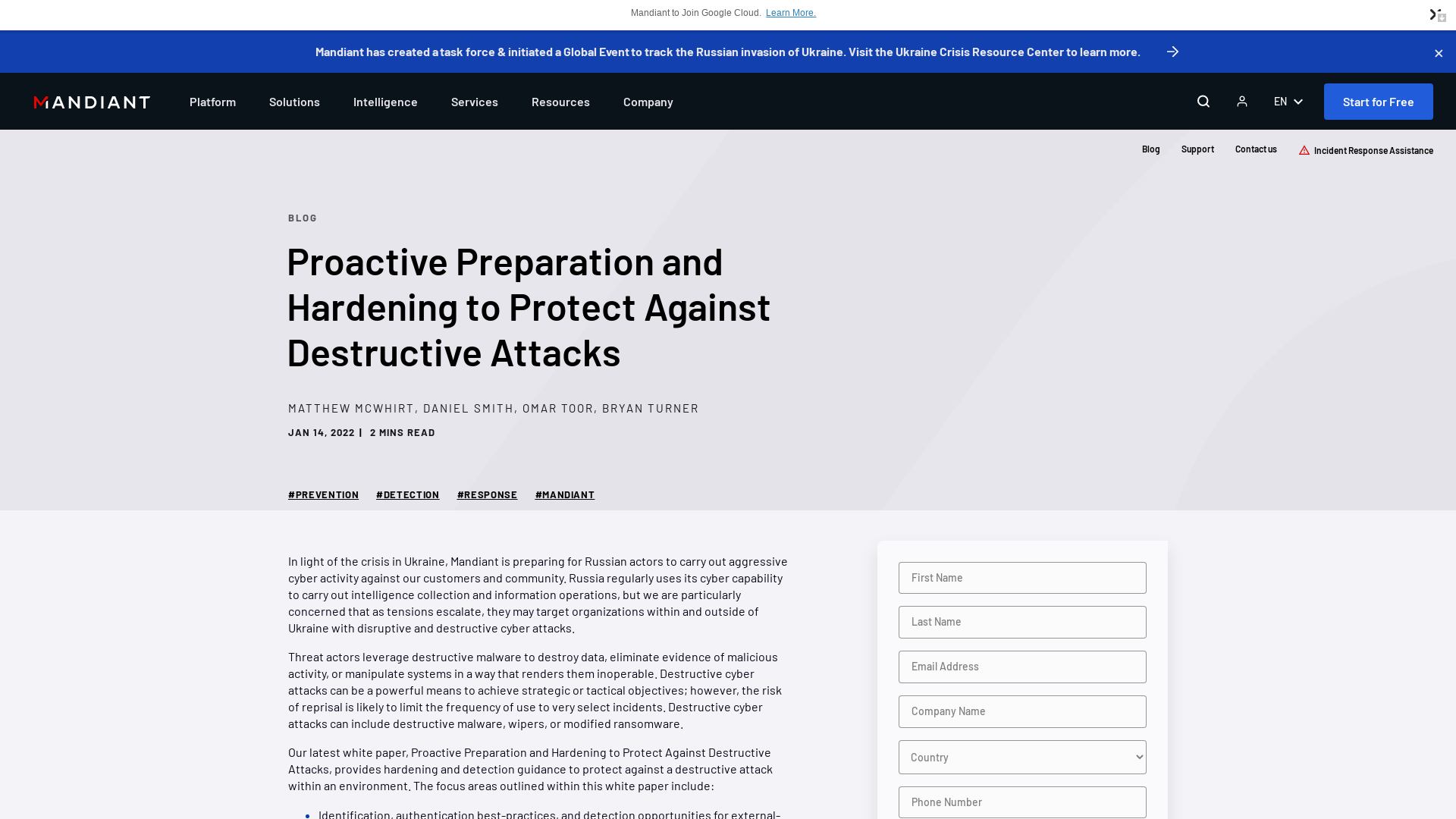 Proactive Preparation and Hardening to Protect Against Destructive Attacks | Mandiant