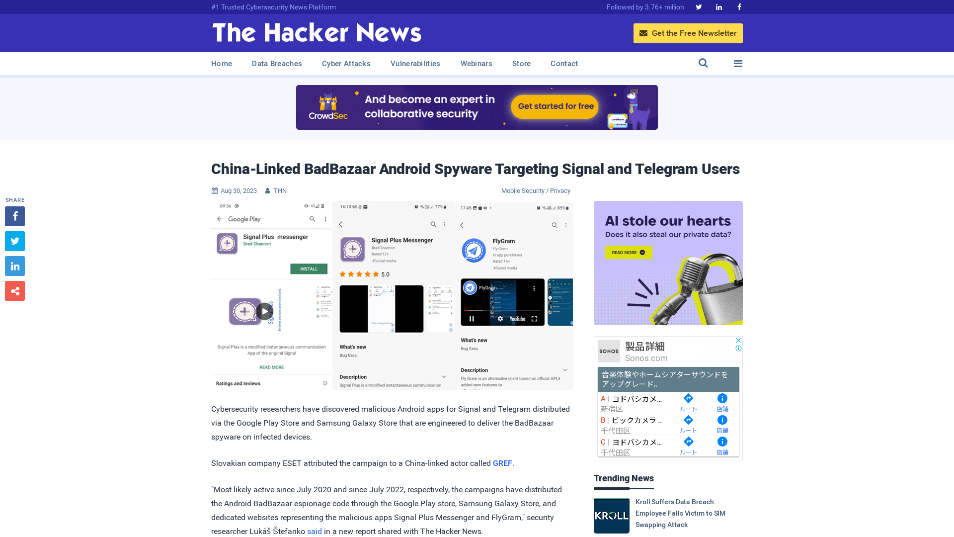 China-Linked BadBazaar Android Spyware Targeting Signal and Telegram Users