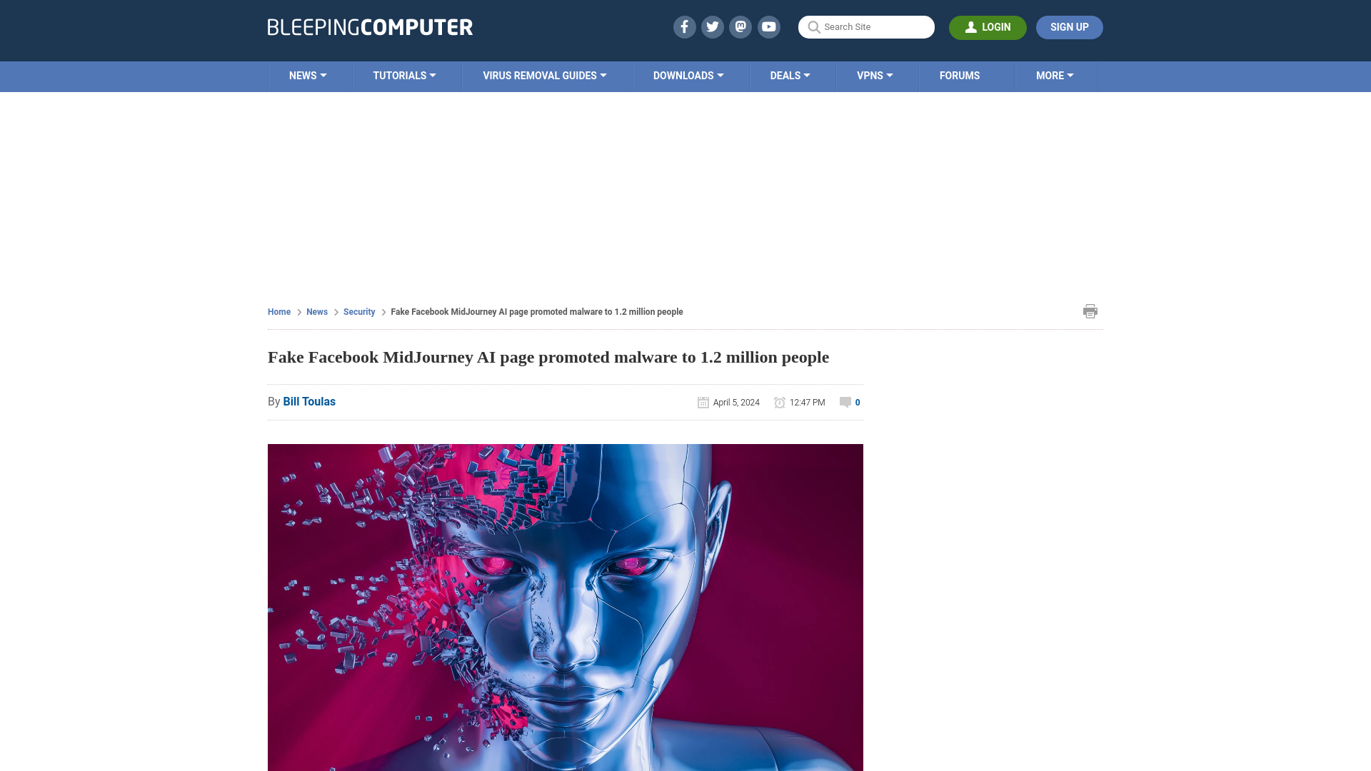 Fake Facebook MidJourney AI page promoted malware to 1.2 million people