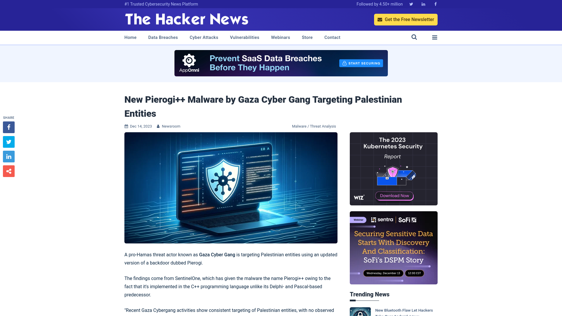 New Pierogi++ Malware by Gaza Cyber Gang Targeting Palestinian Entities