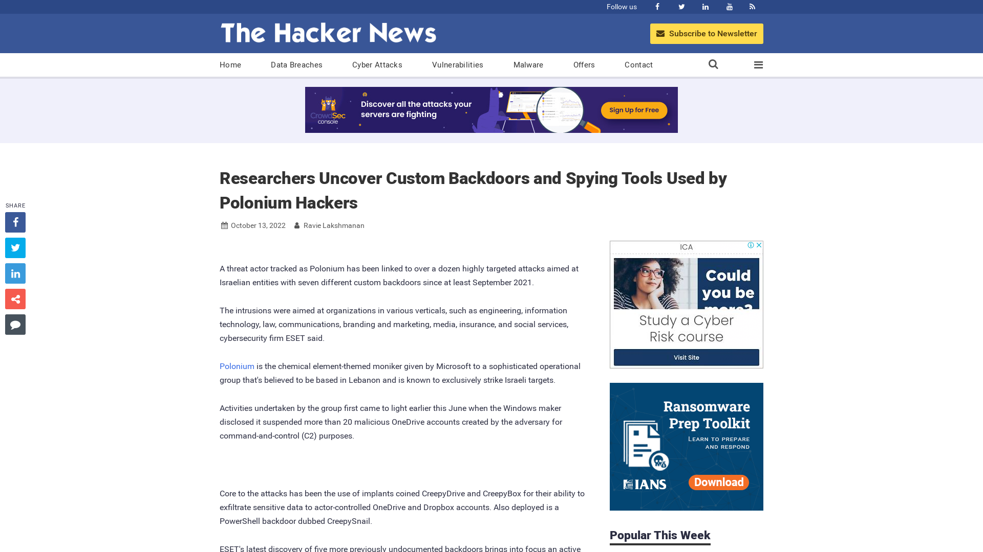Researchers Uncover Custom Backdoors and Spying Tools Used by Polonium Hackers