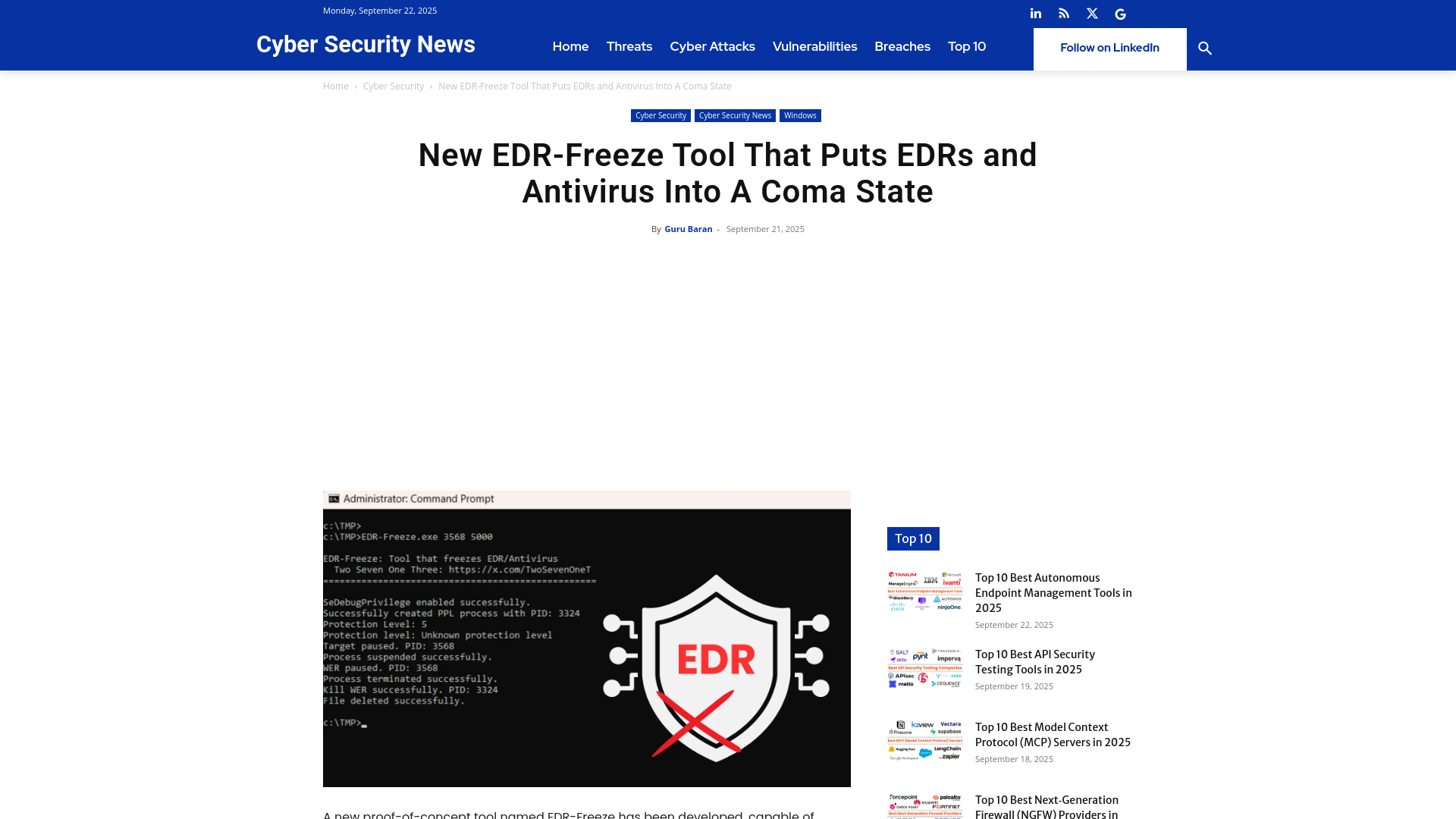 New EDR-Freeze Tool That Puts EDRs And Antivirus Into A Coma State