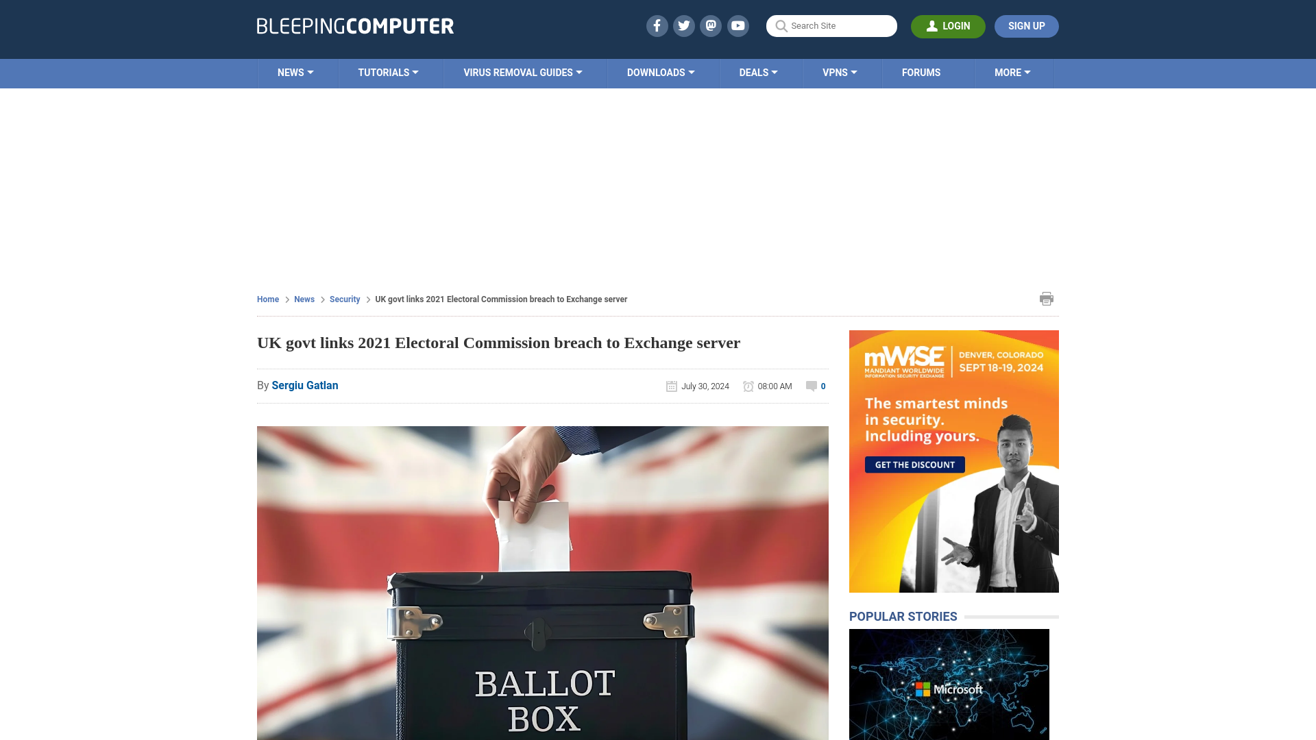 UK govt links 2021 Electoral Commission breach to Exchange server