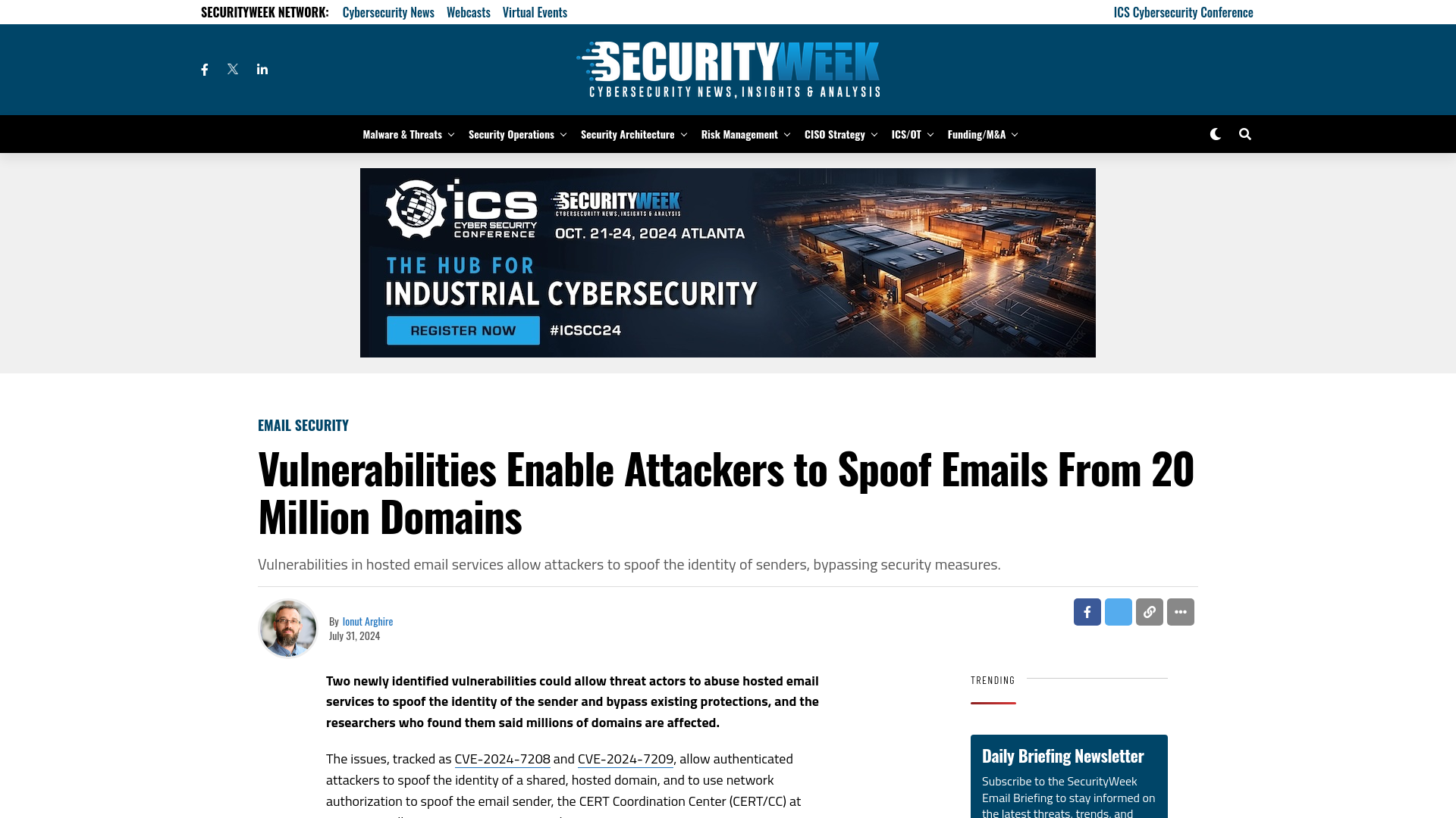 Vulnerabilities Enable Attackers to Spoof Emails From 20 Million Domains - SecurityWeek