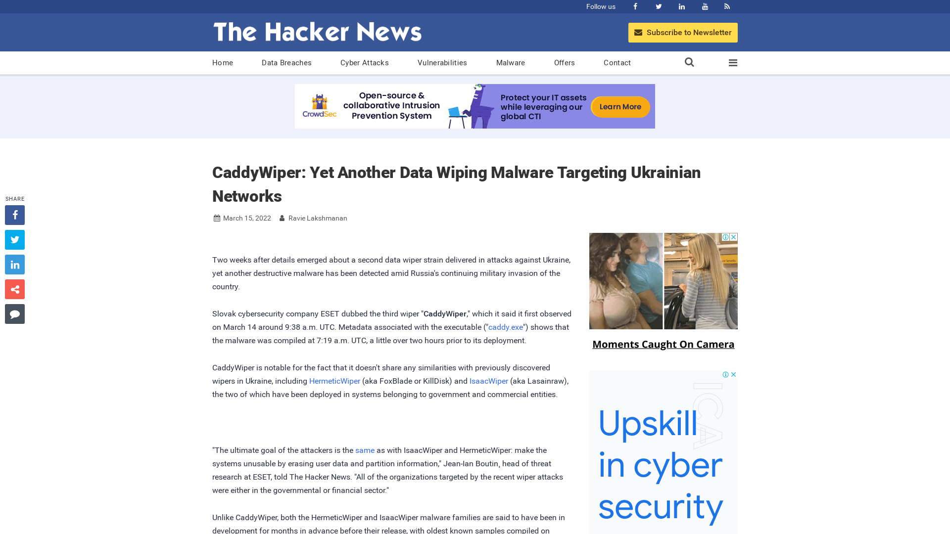 CaddyWiper: Yet Another Data Wiping Malware Targeting Ukrainian Networks