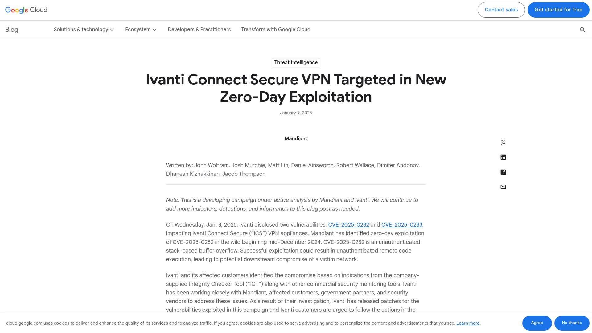 Ivanti Connect Secure VPN Targeted in New Zero-Day Exploitation | Google Cloud Blog