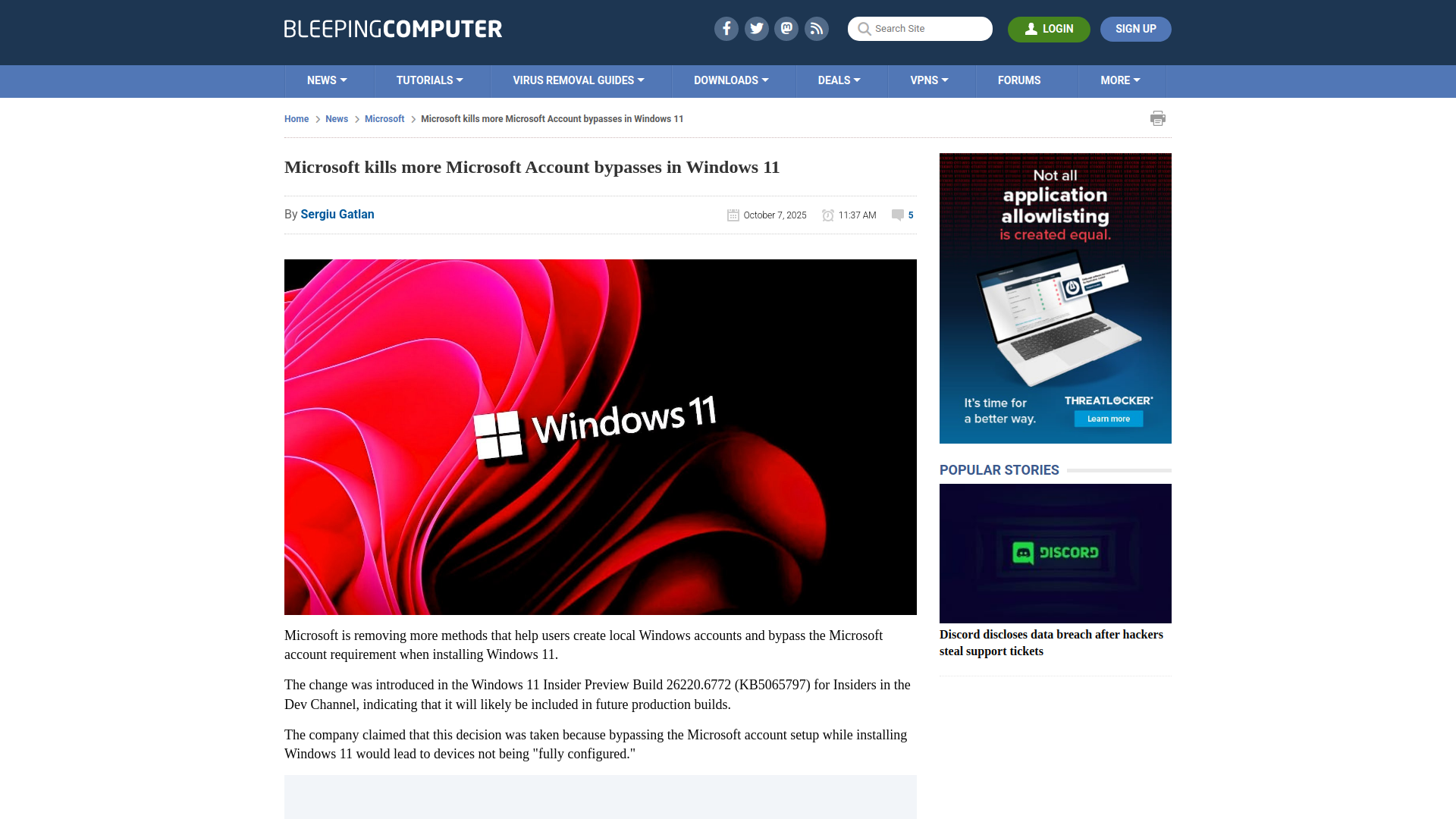 Microsoft kills more Microsoft Account bypasses in Windows 11