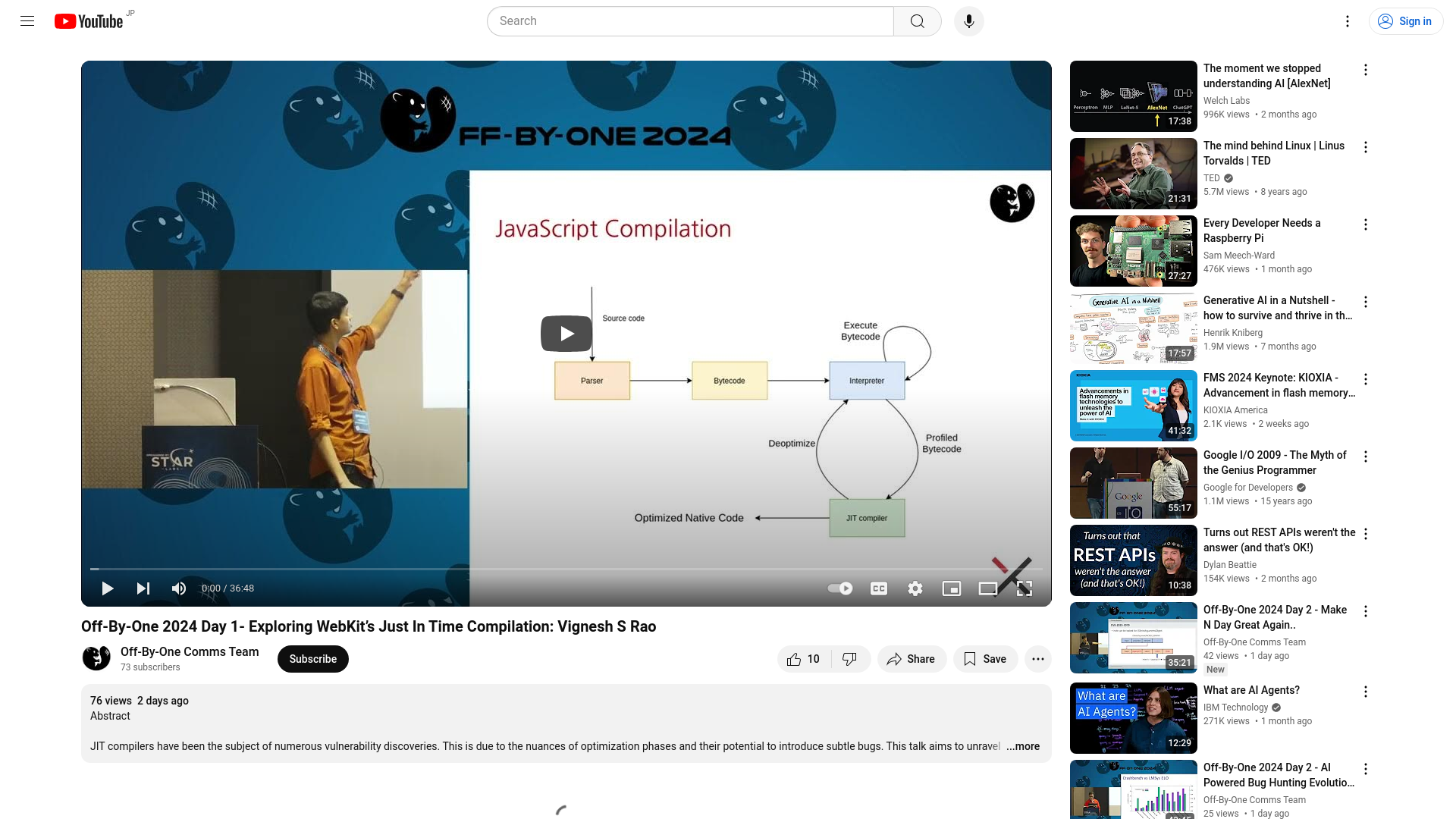 Off-By-One 2024 Day 1- Exploring WebKit’s Just In Time Compilation: Vignesh S Rao - YouTube