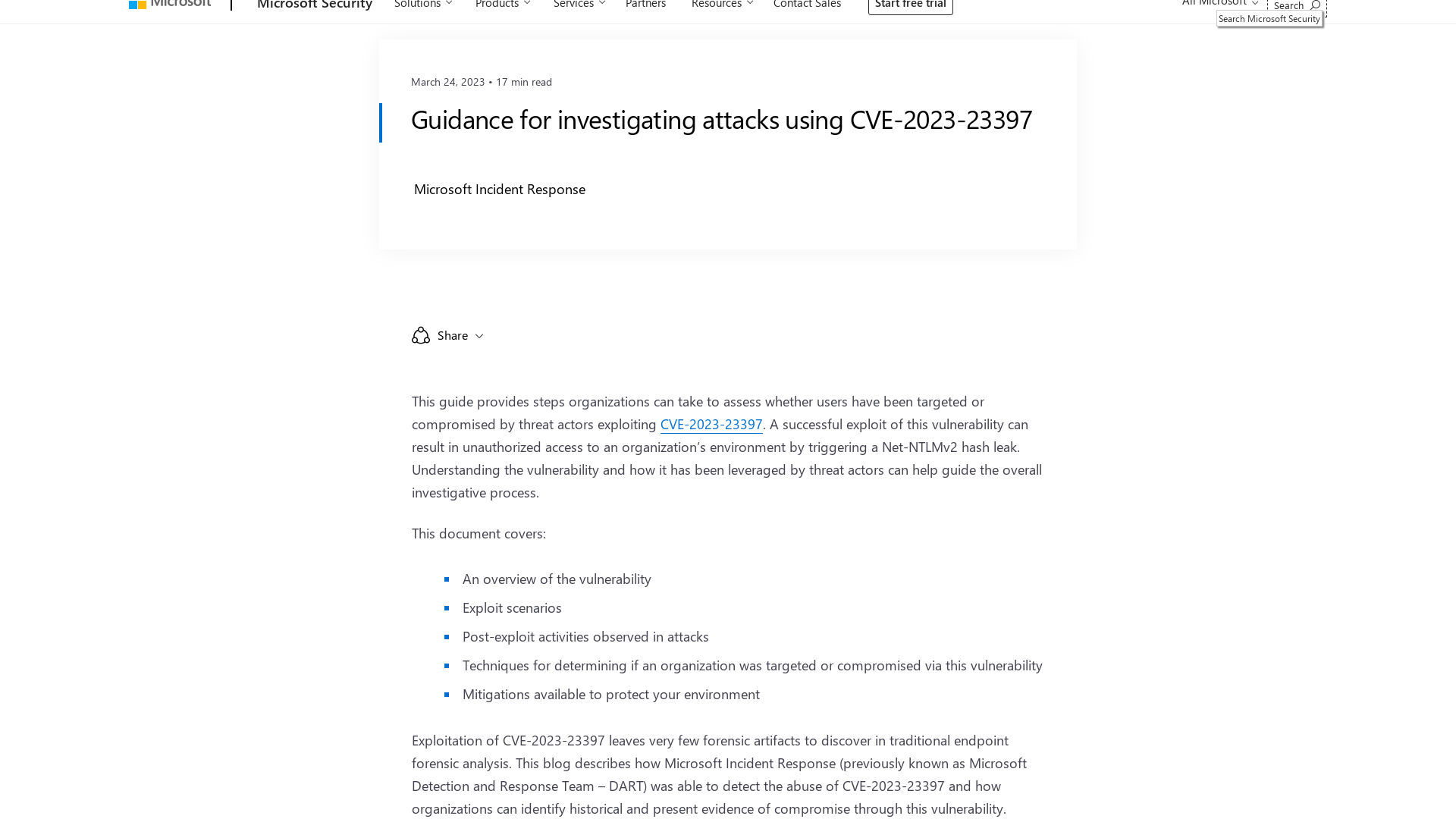 Guidance for investigating attacks using CVE-2023-23397 - Microsoft Security Blog