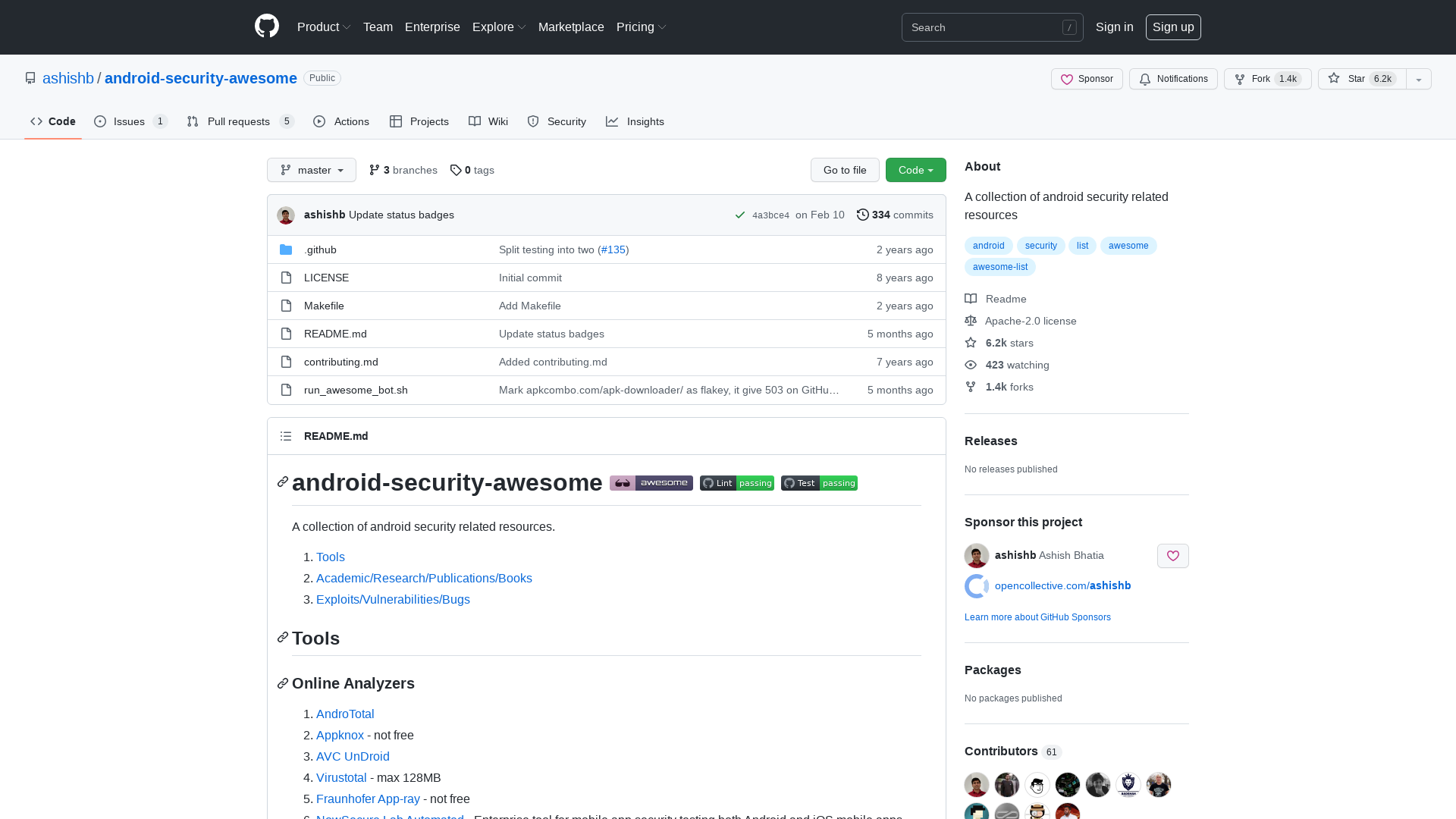 GitHub - ashishb/android-security-awesome: A collection of android security related resources
