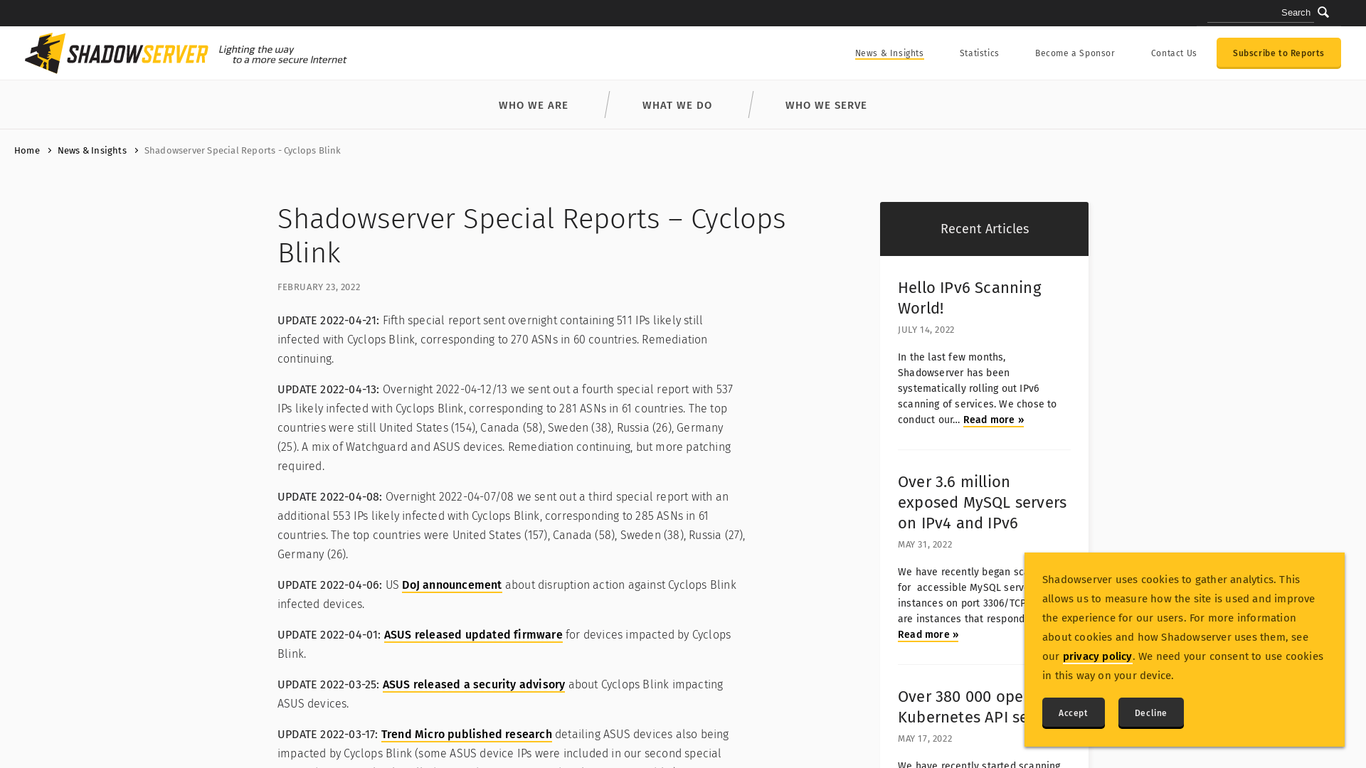 Shadowserver Special Reports – Cyclops Blink | The Shadowserver Foundation