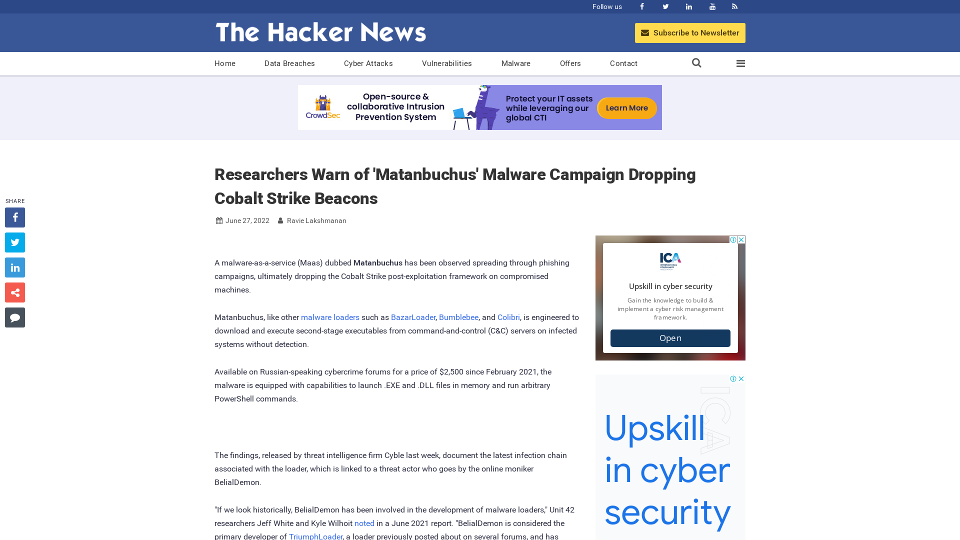 Researchers Warn of 'Matanbuchus' Malware Campaign Dropping Cobalt Strike Beacons