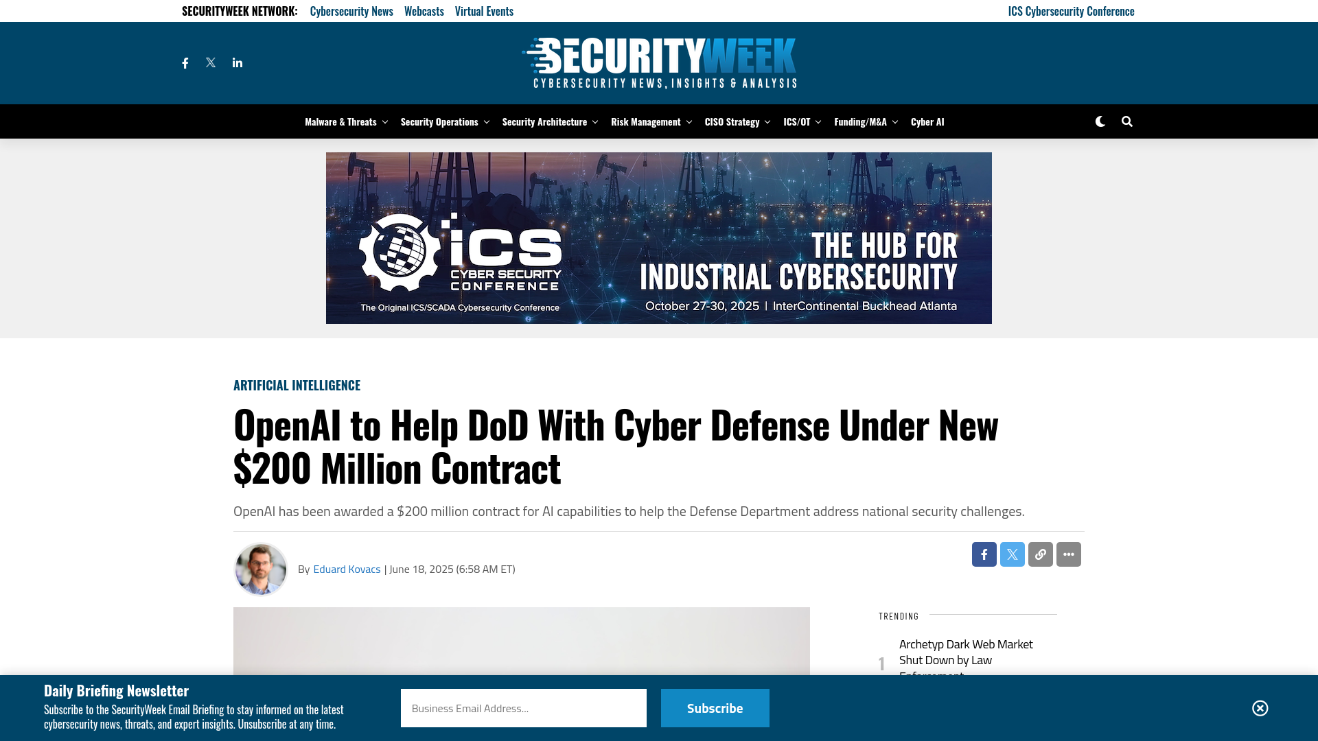 OpenAI to Help DoD With Cyber Defense Under New $200 Million Contract - SecurityWeek