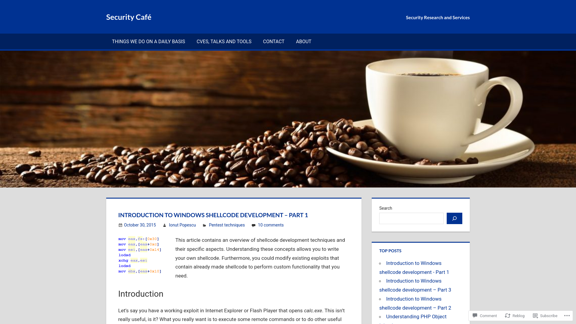 Introduction to Windows shellcode development – Part 1 – Security Café