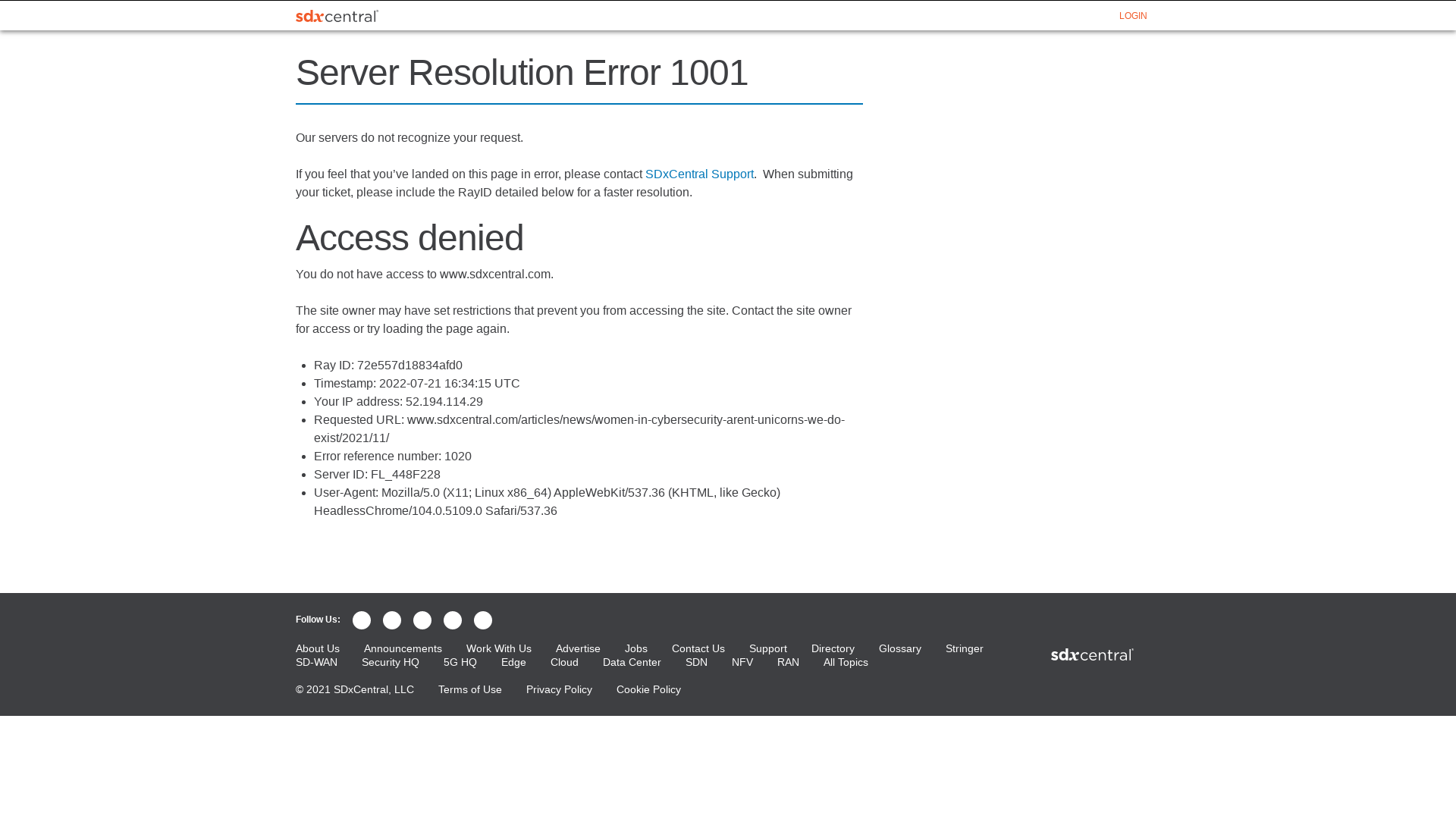 Server Resolution Error 1001 - SDxCentral