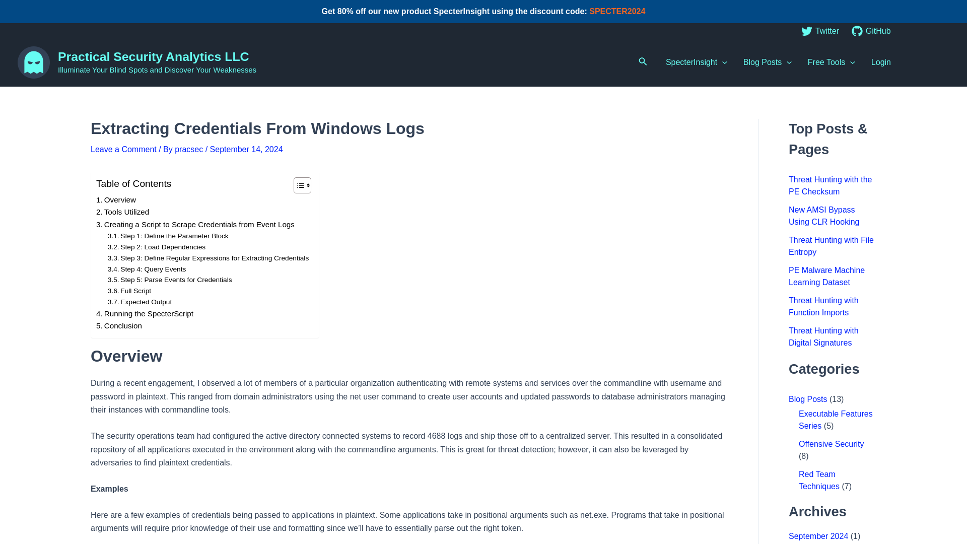 Extracting Credentials From Windows Logs – Practical Security Analytics LLC