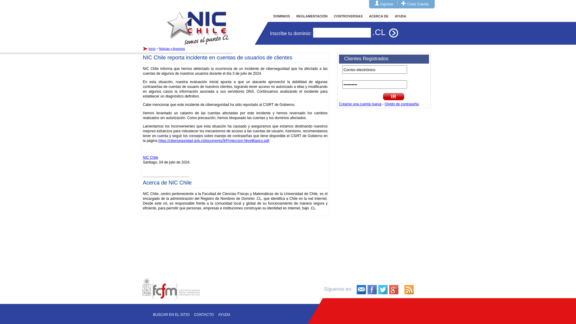 NIC Chile reporta incidente en cuentas de usuarios de clientes - NIC Chile