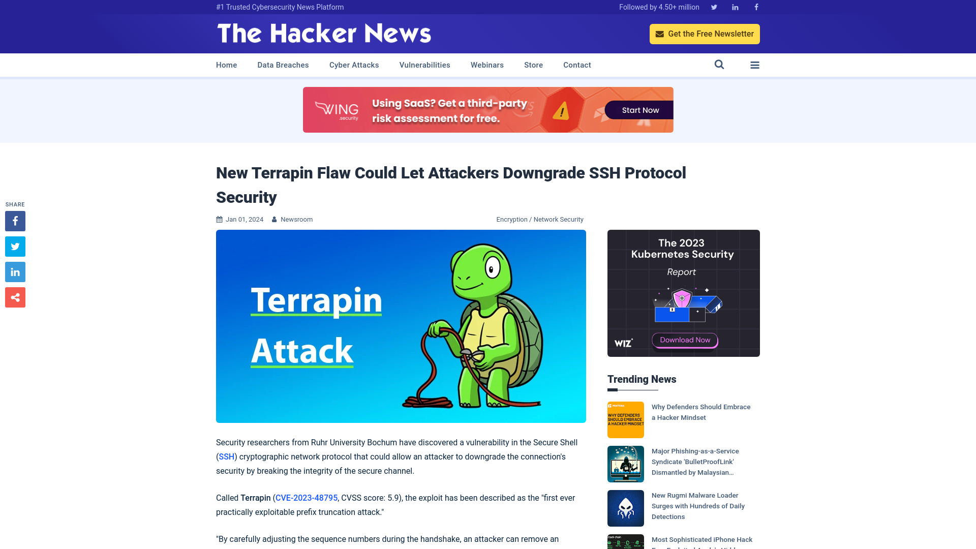 New Terrapin Flaw Could Let Attackers Downgrade SSH Protocol Security