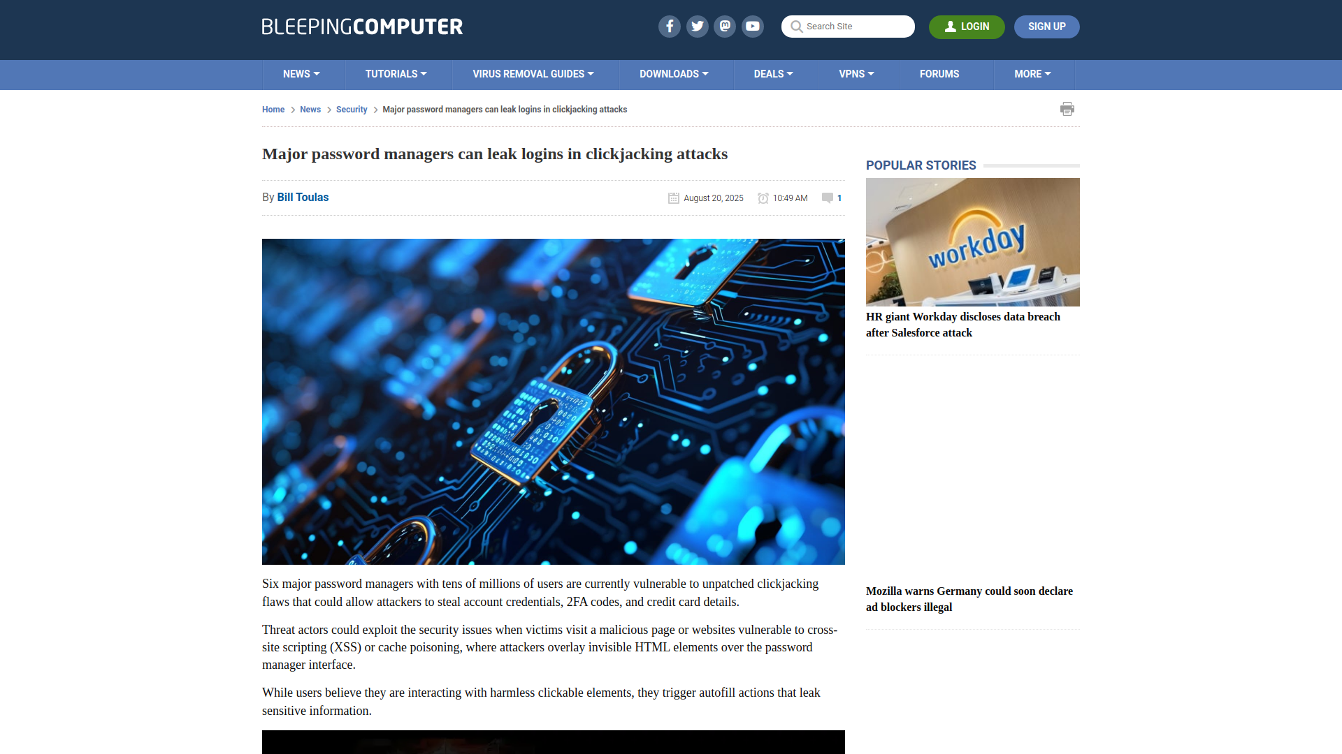 Major password managers can leak logins in clickjacking attacks
