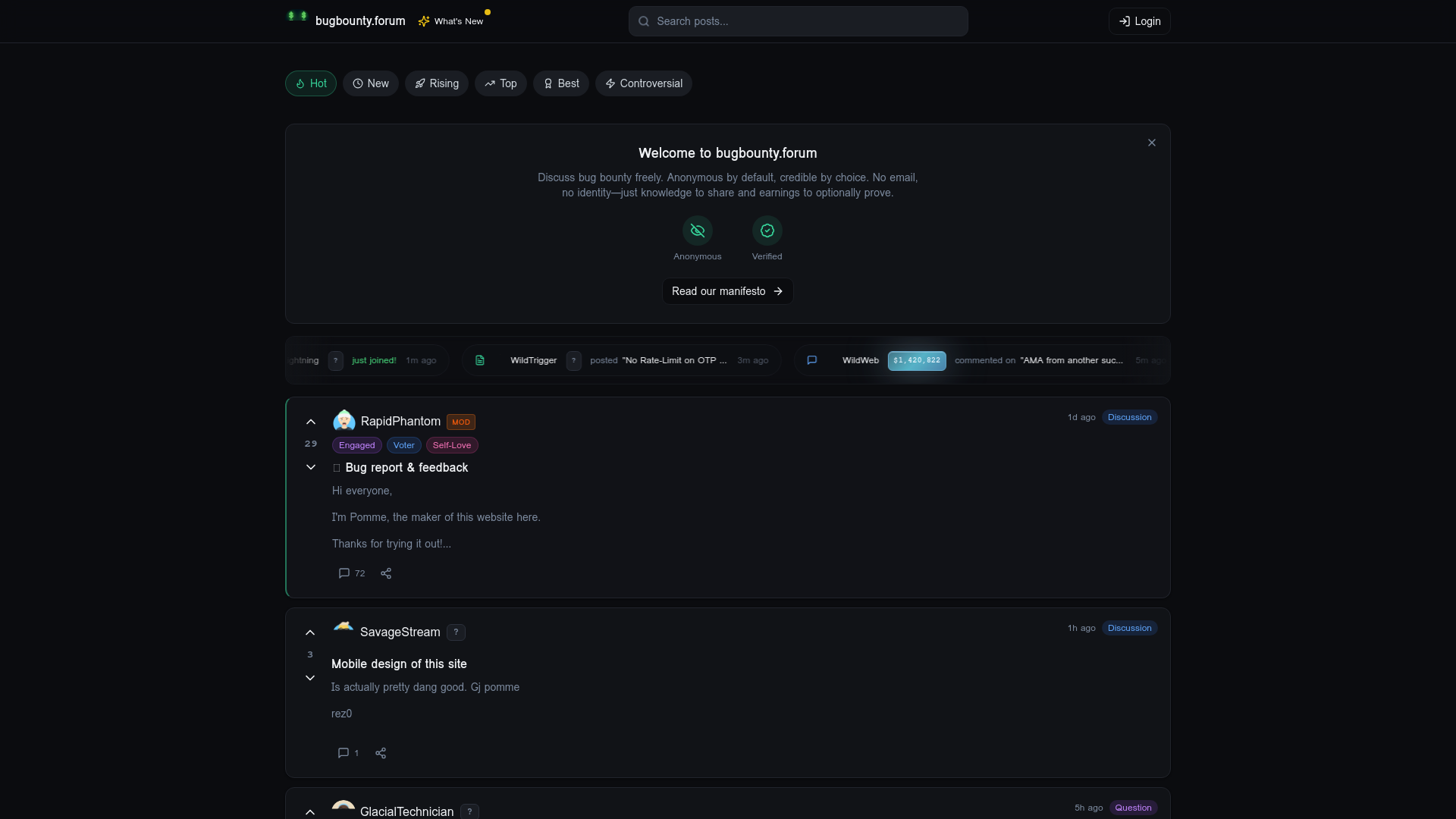 bugbounty.forum - Anonymous Forum for Bug Bounty Hunters