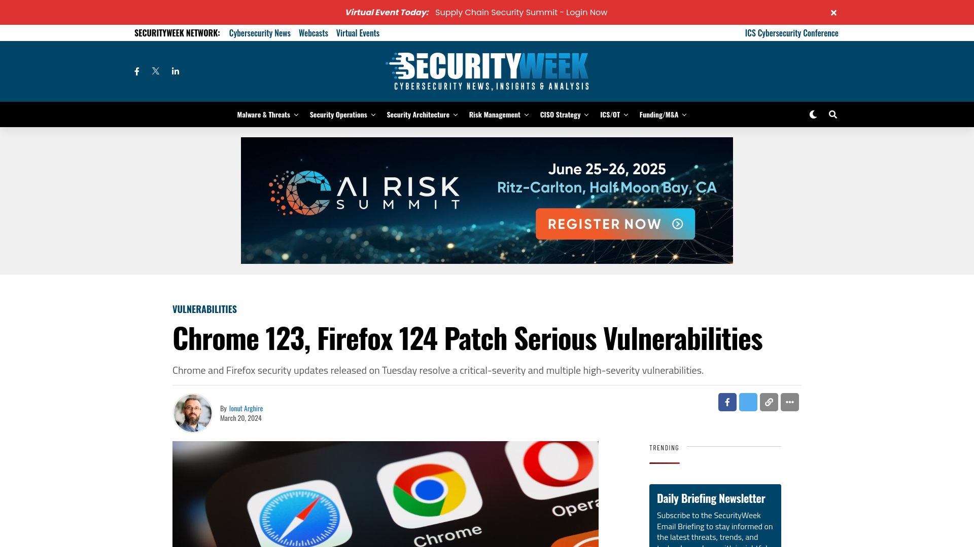 Chrome 123, Firefox 124 Patch Serious Vulnerabilities - SecurityWeek