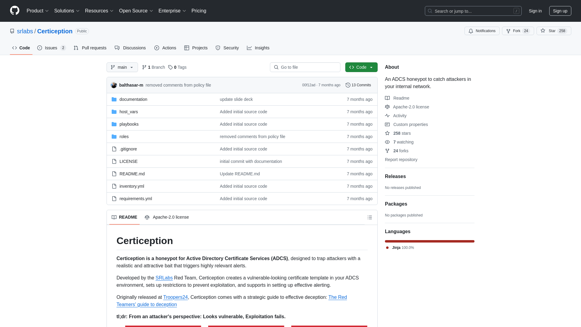 GitHub - srlabs/Certiception: An ADCS honeypot to catch attackers in your internal network.