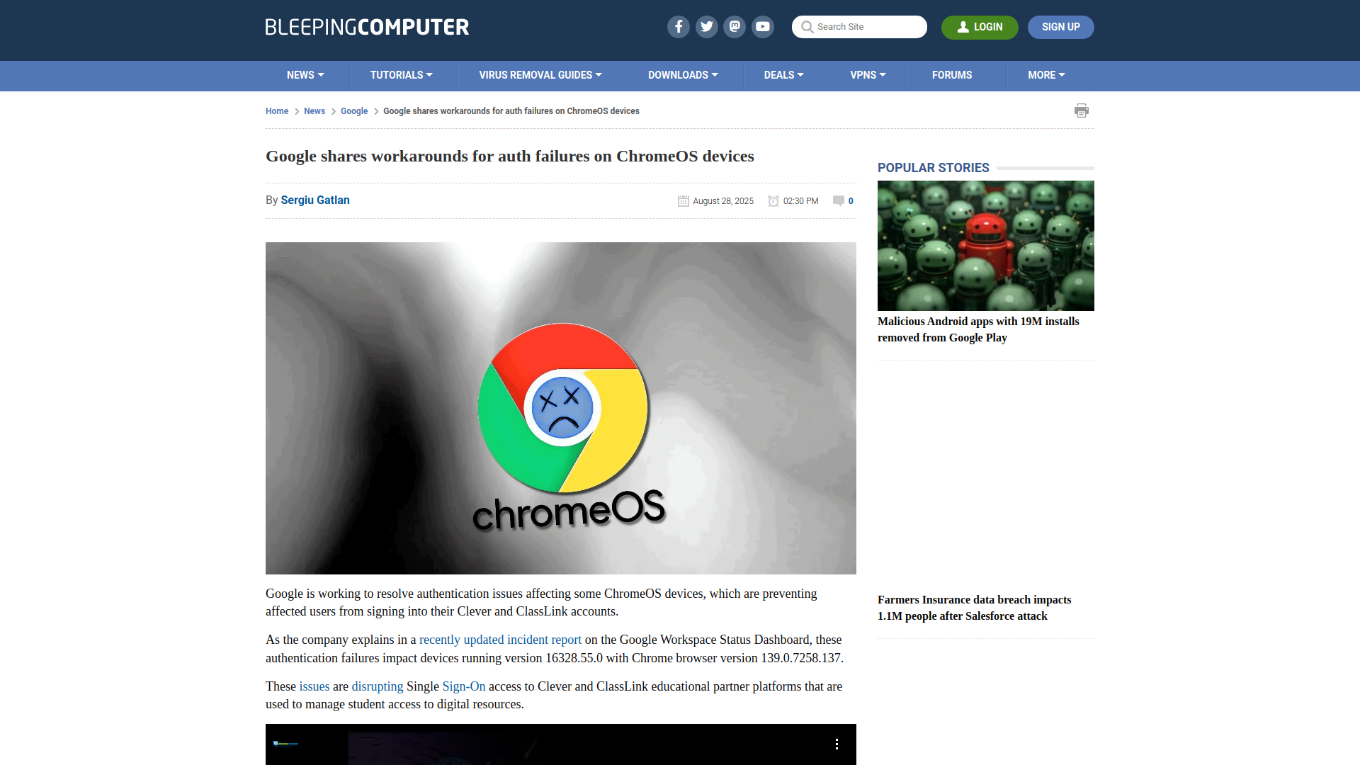 Google shares workarounds for auth failures on ChromeOS devices