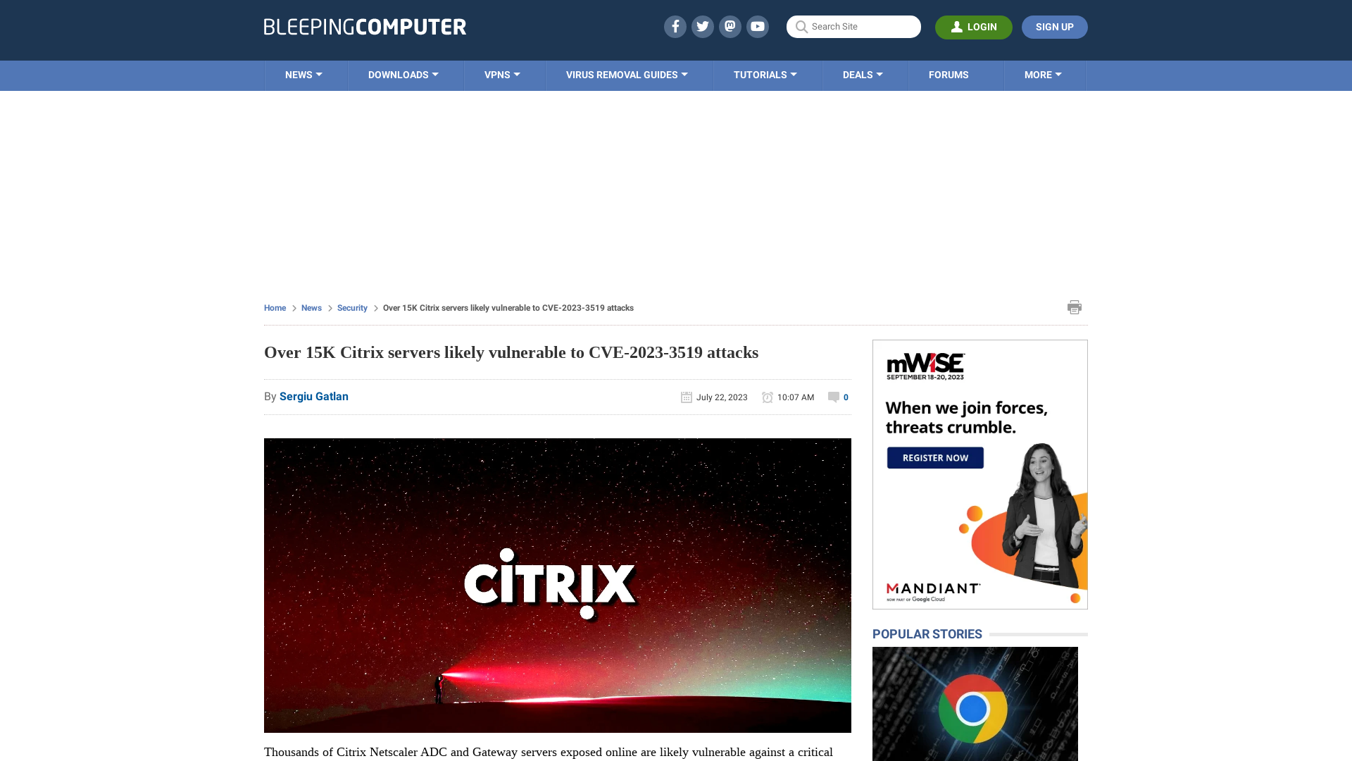 Over 15K Citrix servers likely vulnerable to CVE-2023-3519 attacks