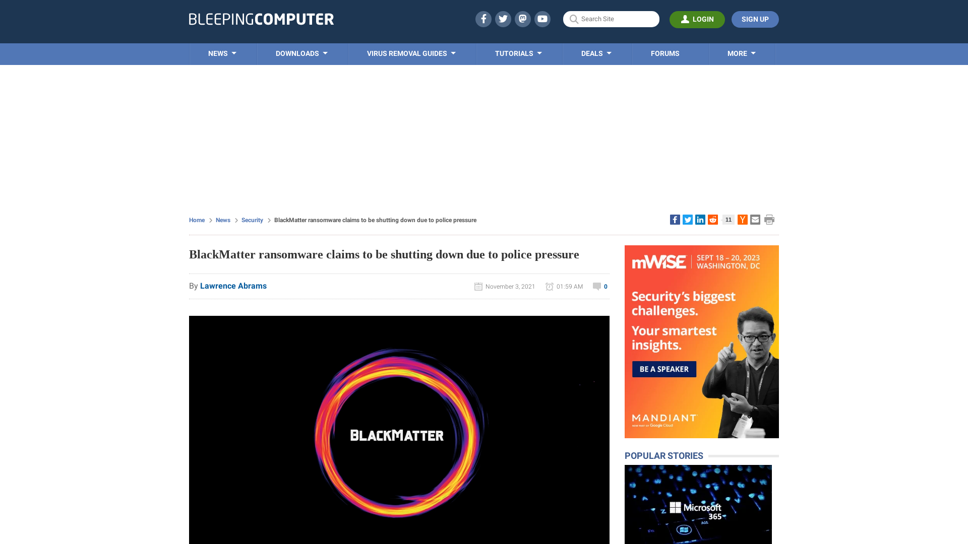 BlackMatter ransomware claims to be shutting down due to police pressure
