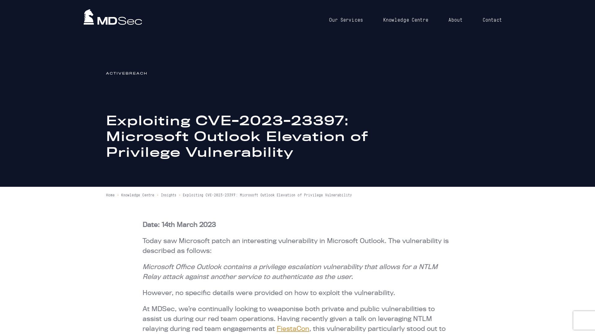 Exploiting CVE-2023-23397: Microsoft Outlook Elevation of Privilege Vulnerability - MDSec