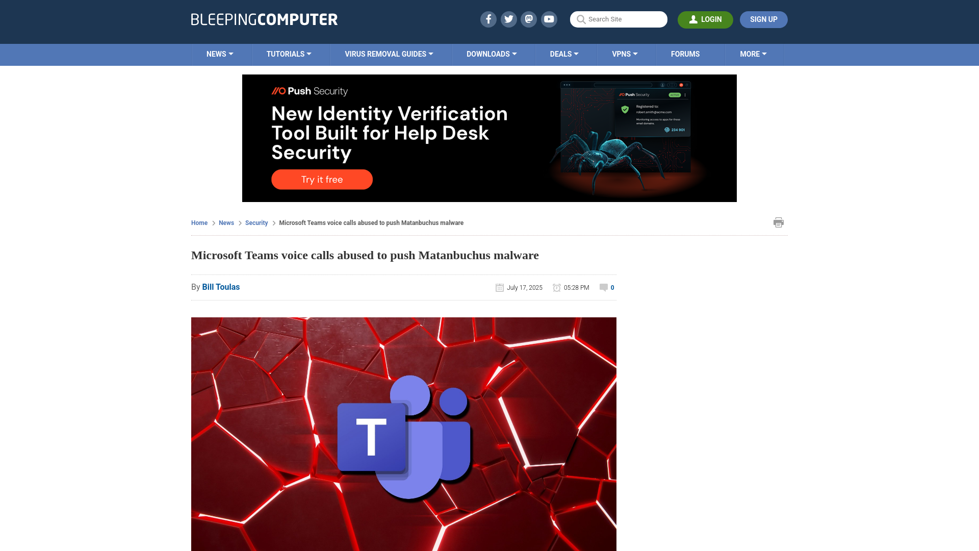 Microsoft Teams voice calls abused to push Matanbuchus malware
