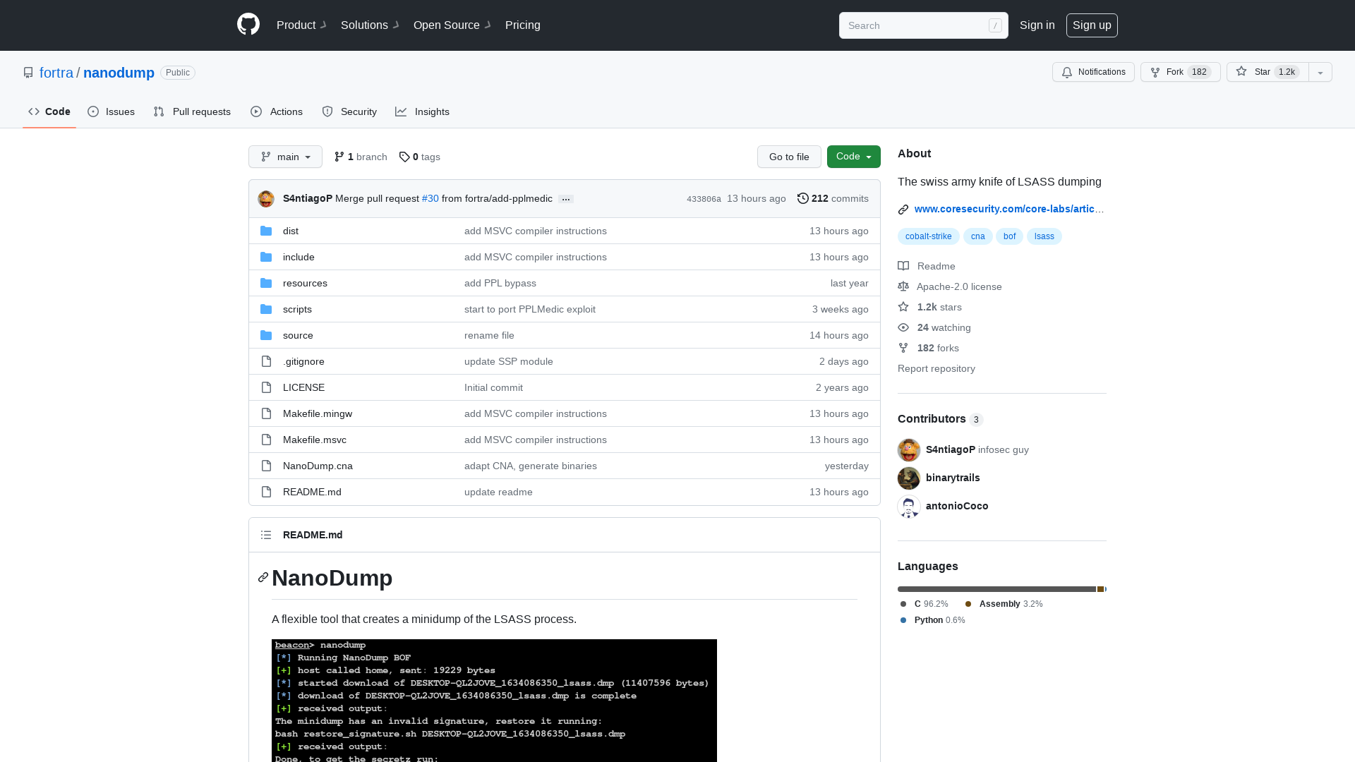 GitHub - fortra/nanodump: The swiss army knife of LSASS dumping