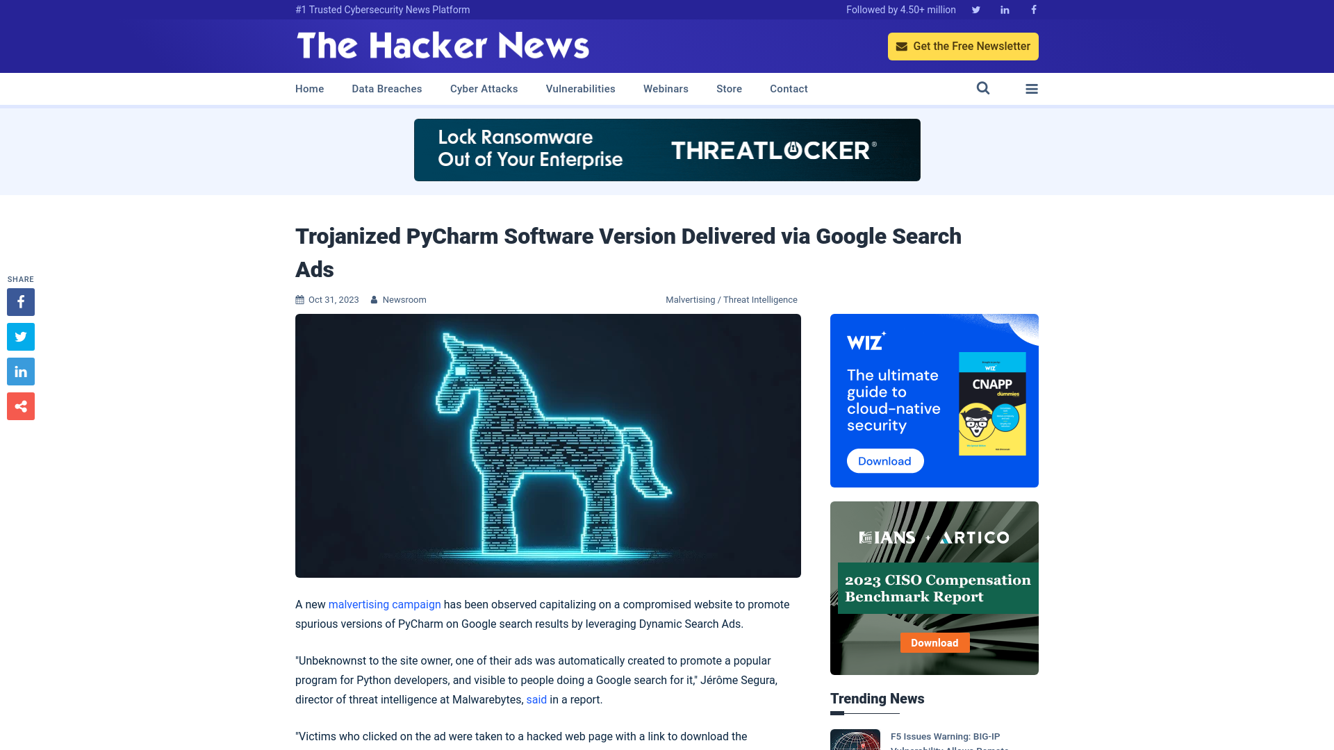 Trojanized PyCharm Software Version Delivered via Google Search Ads