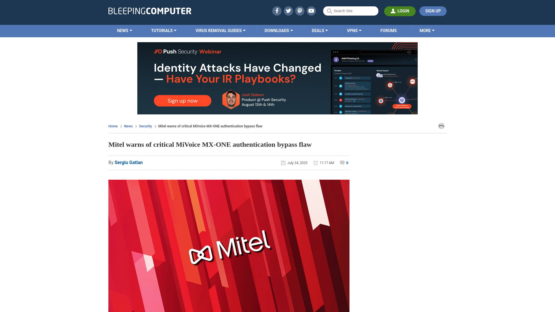 Mitel warns of critical MiVoice MX-ONE authentication bypass flaw