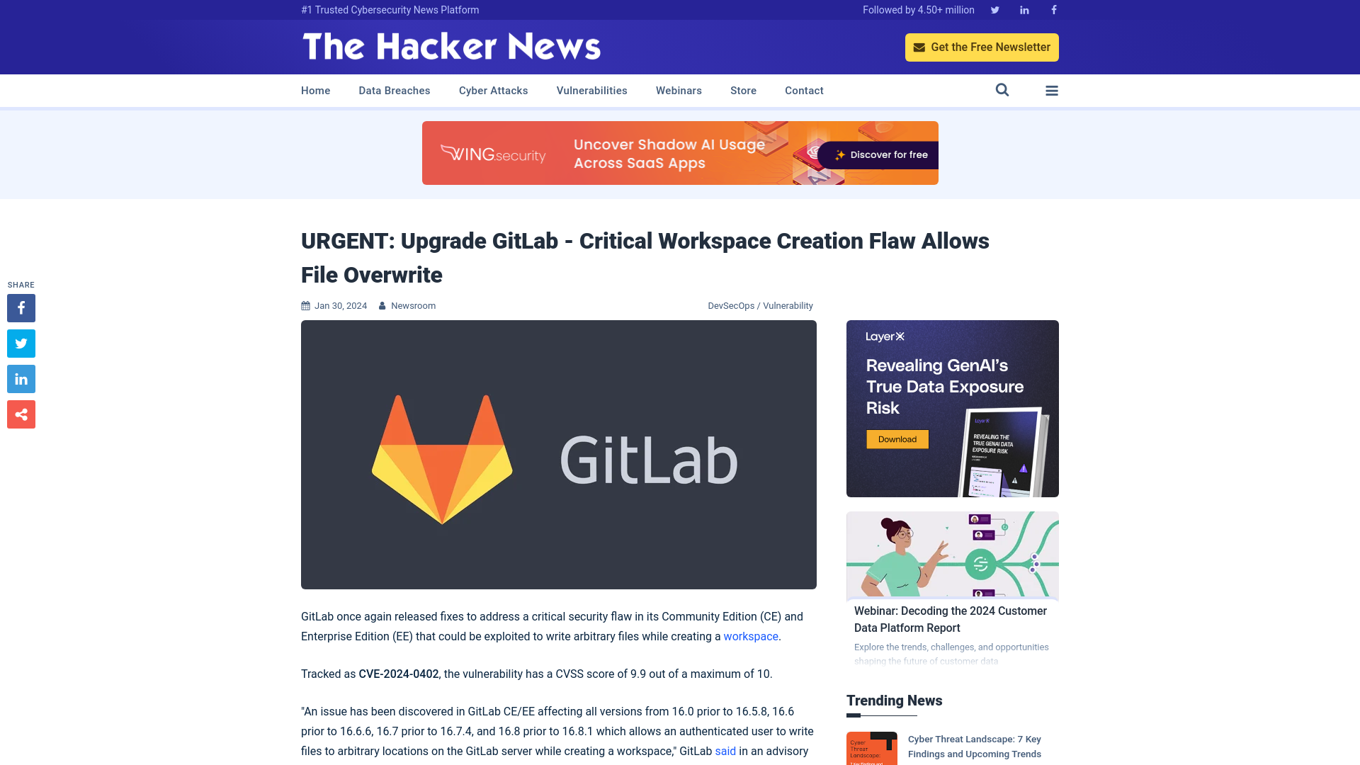 URGENT: Upgrade GitLab - Critical Workspace Creation Flaw Allows File Overwrite