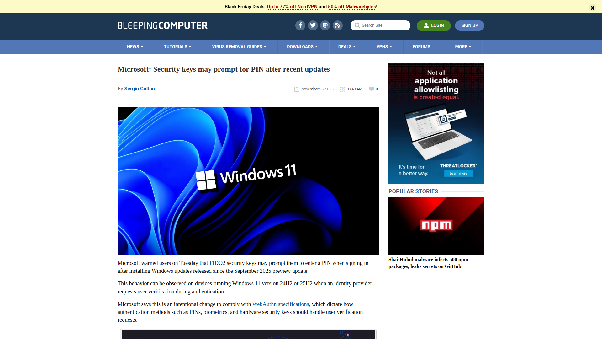 Microsoft: Security keys may prompt for PIN after recent updates