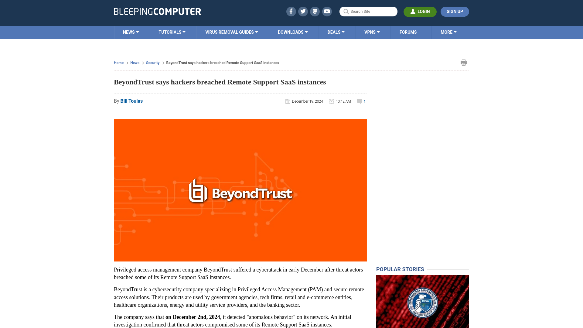 BeyondTrust says hackers breached Remote Support SaaS instances