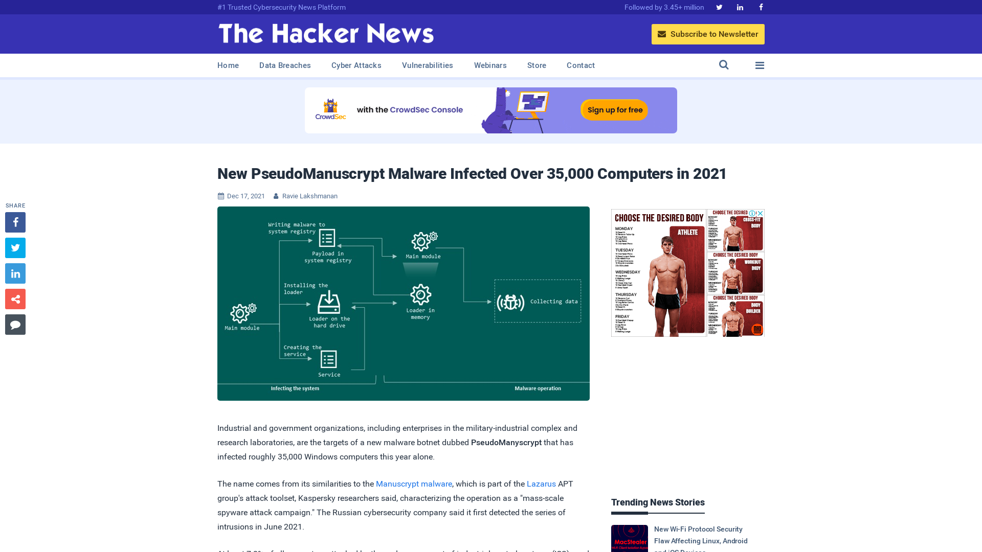 New PseudoManuscrypt Malware Infected Over 35,000 Computers in 2021