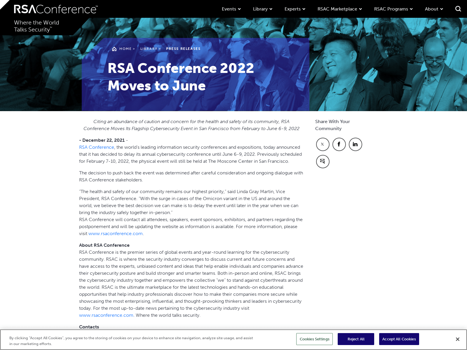 RSA Conference 2022 Moves to June | RSA Conference ClearSearchLoadingBack ButtonFilter Button