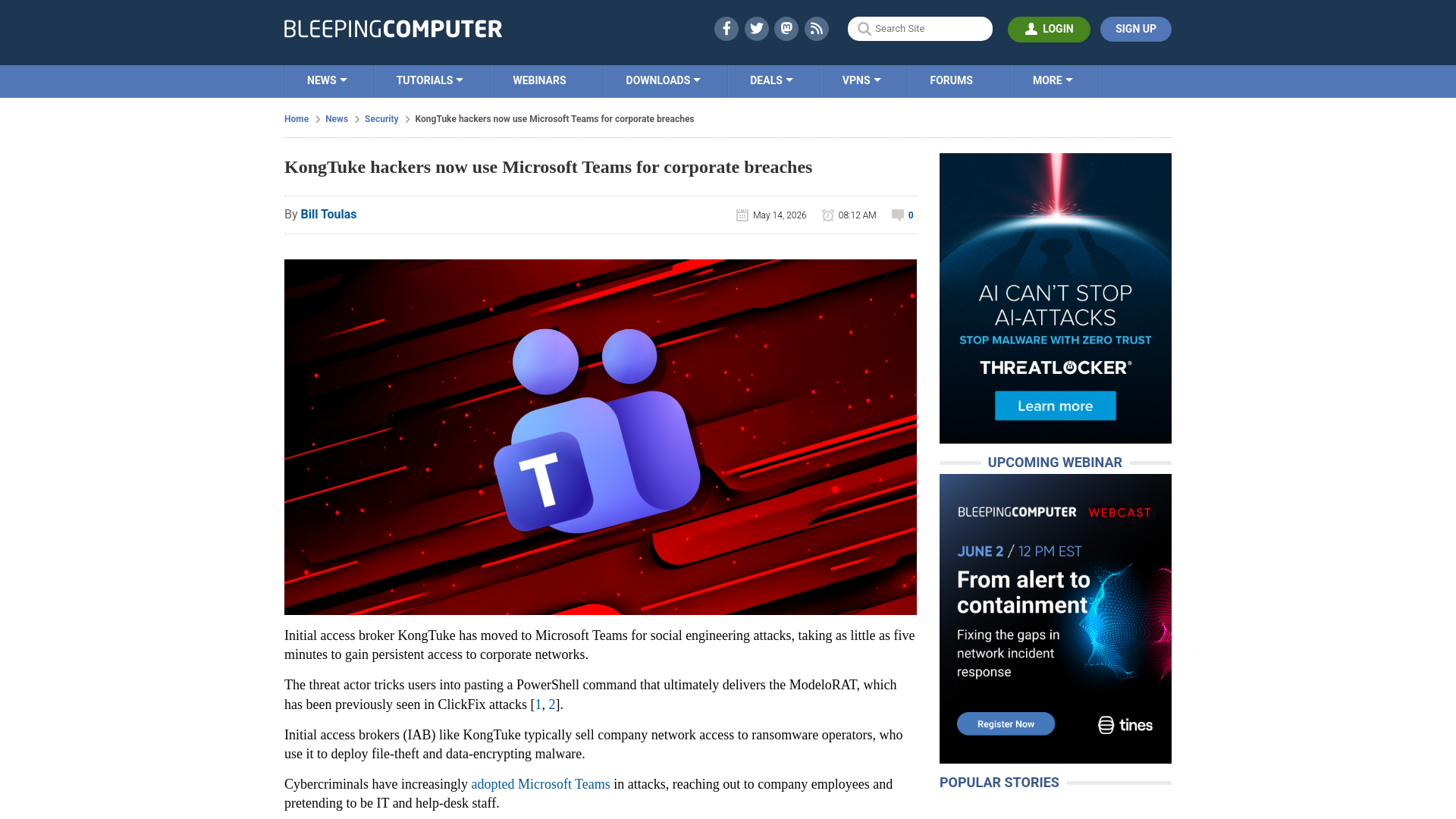 KongTuke hackers now use Microsoft Teams for corporate breaches