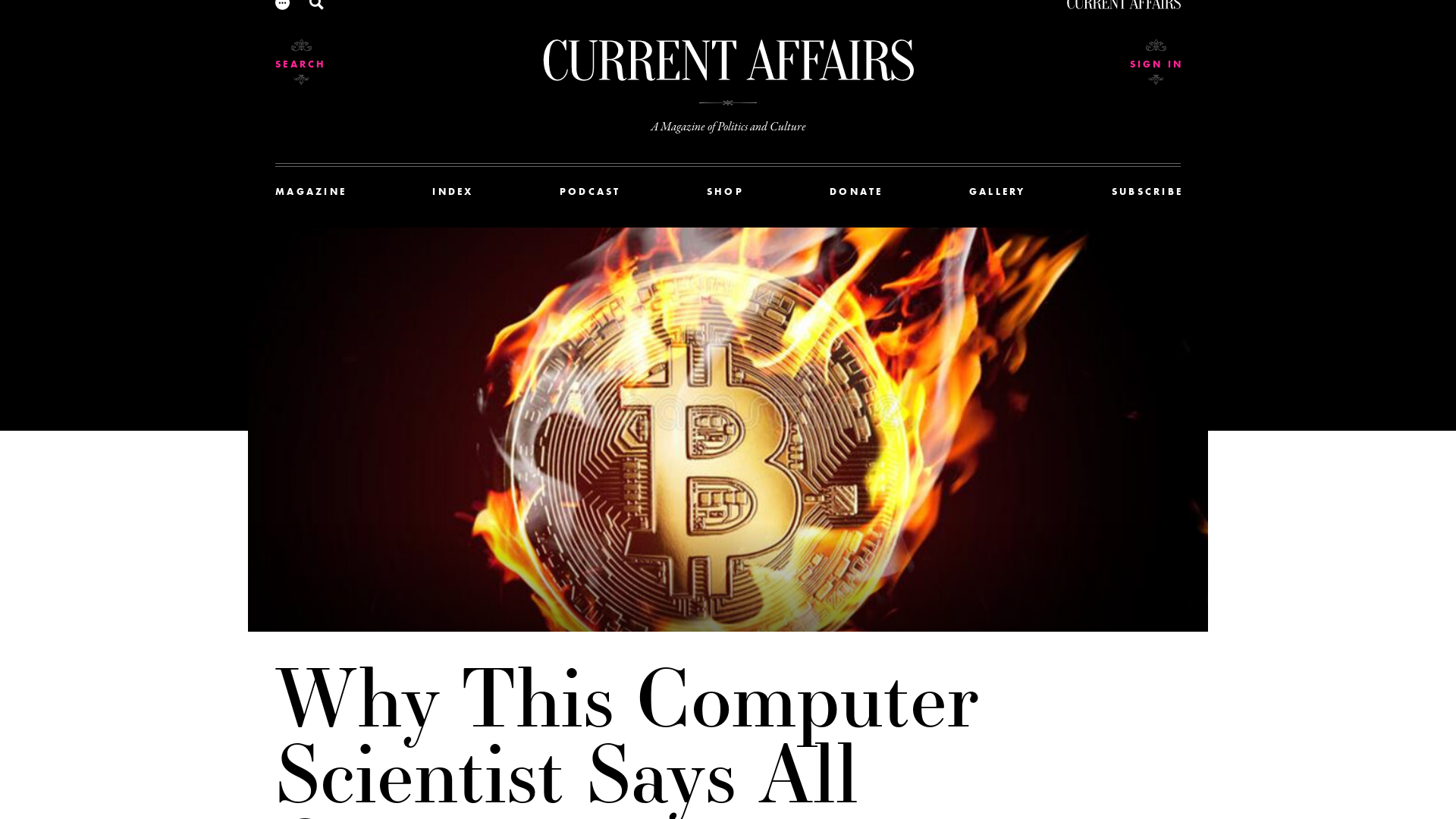 Why This Computer Scientist Says All Cryptocurrency Should “Die in a Fire” ❧ Current Affairs