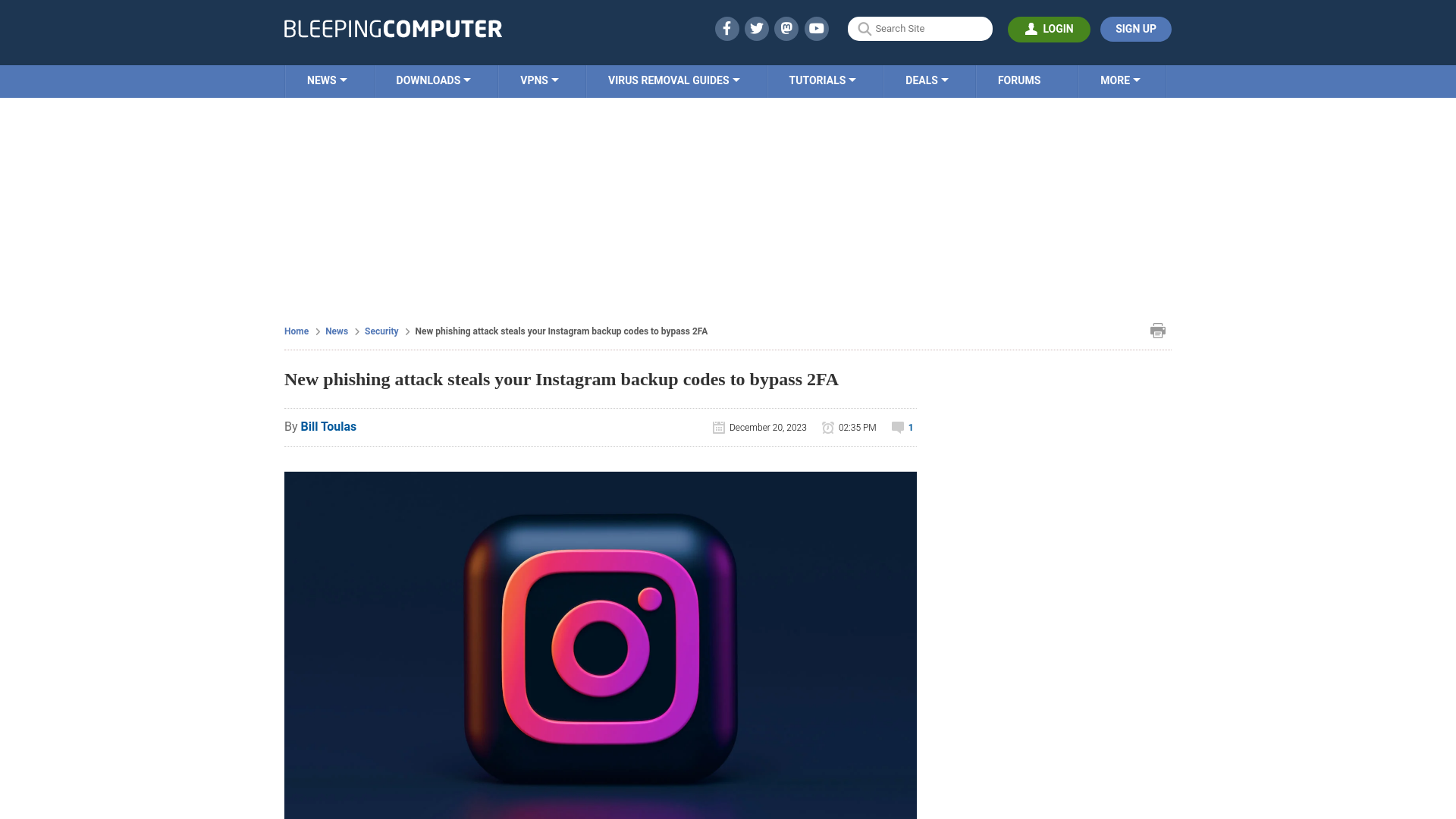 New phishing attack steals your Instagram backup codes to bypass 2FA