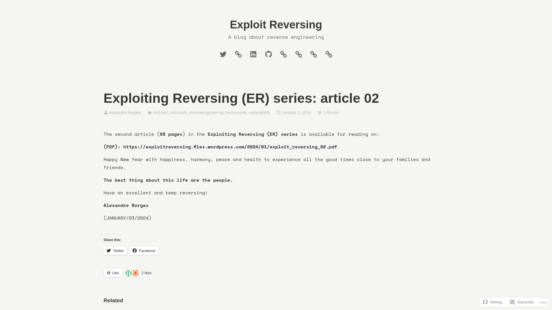 Exploiting Reversing (ER) series: article 02 – Exploit Reversing