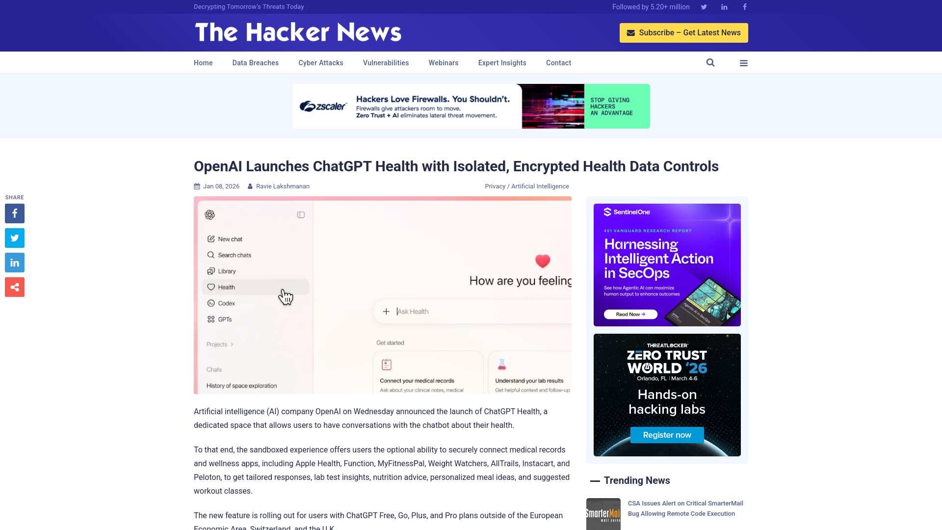 OpenAI Launches ChatGPT Health with Isolated, Encrypted Health Data Controls