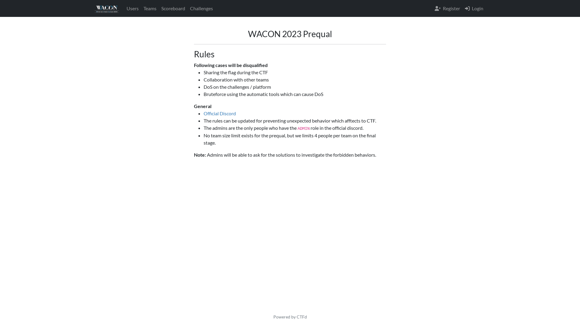 WACON 2023 Prequal