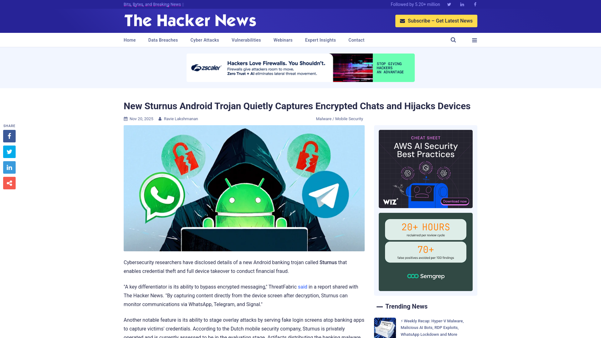 New Sturnus Android Trojan Quietly Captures Encrypted Chats and Hijacks Devices