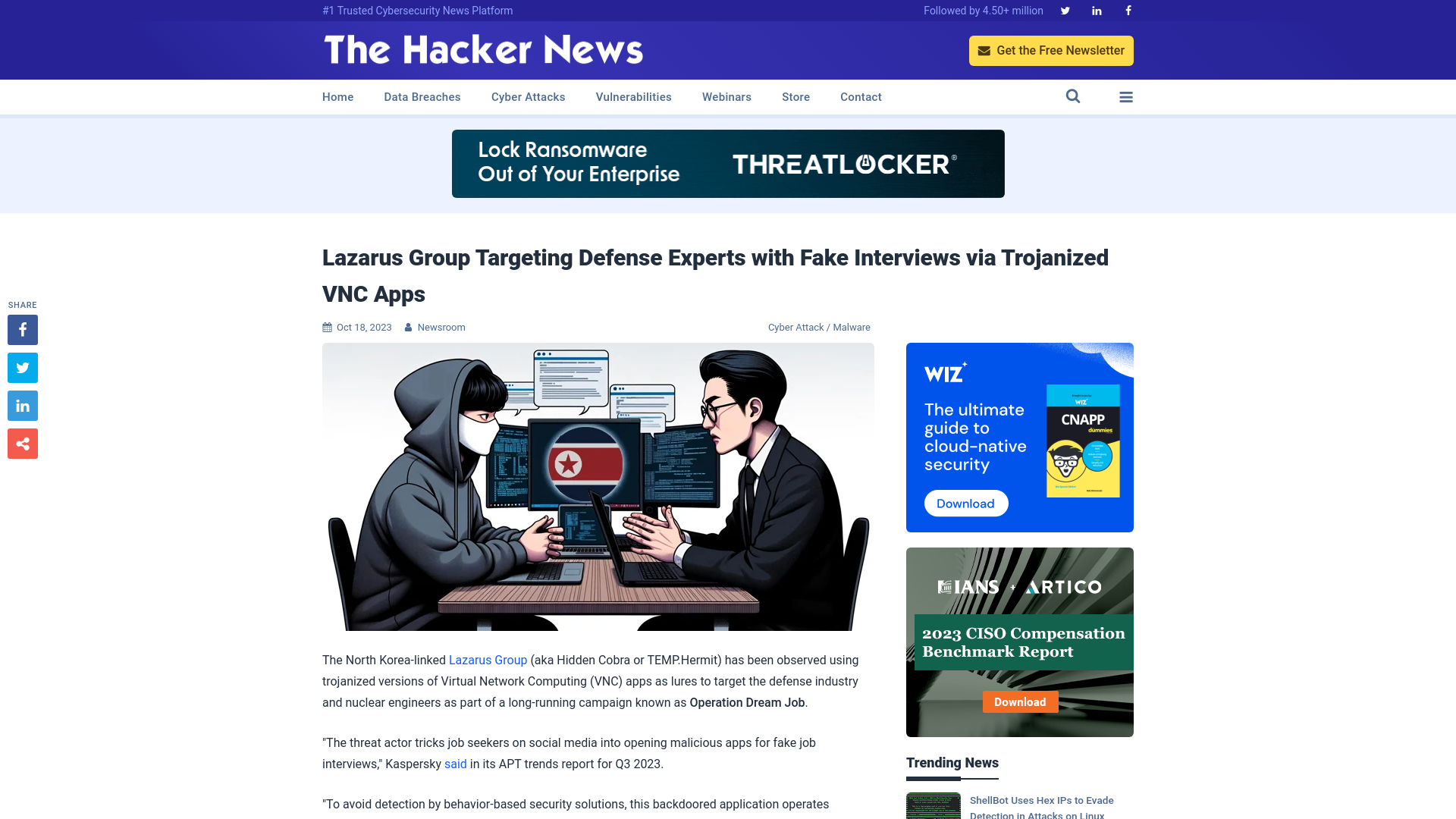 Lazarus Group Targeting Defense Experts with Fake Interviews via Trojanized VNC Apps