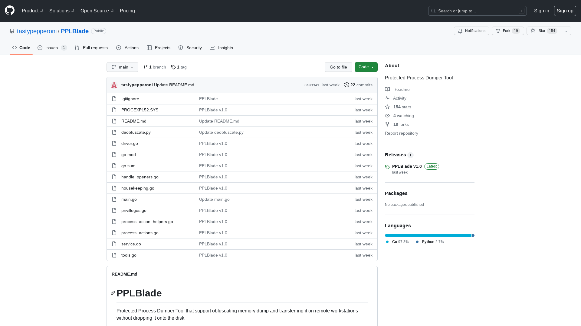 GitHub - tastypepperoni/PPLBlade: Protected Process Dumper Tool